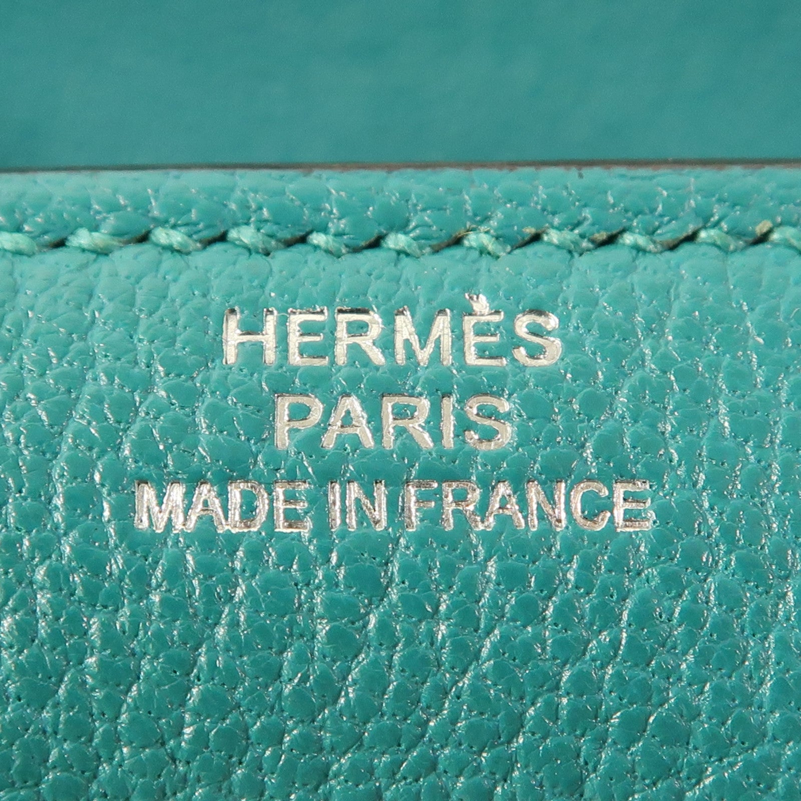 HERMES PHW Kelly Wallet Compact Chevre Leather Malachite