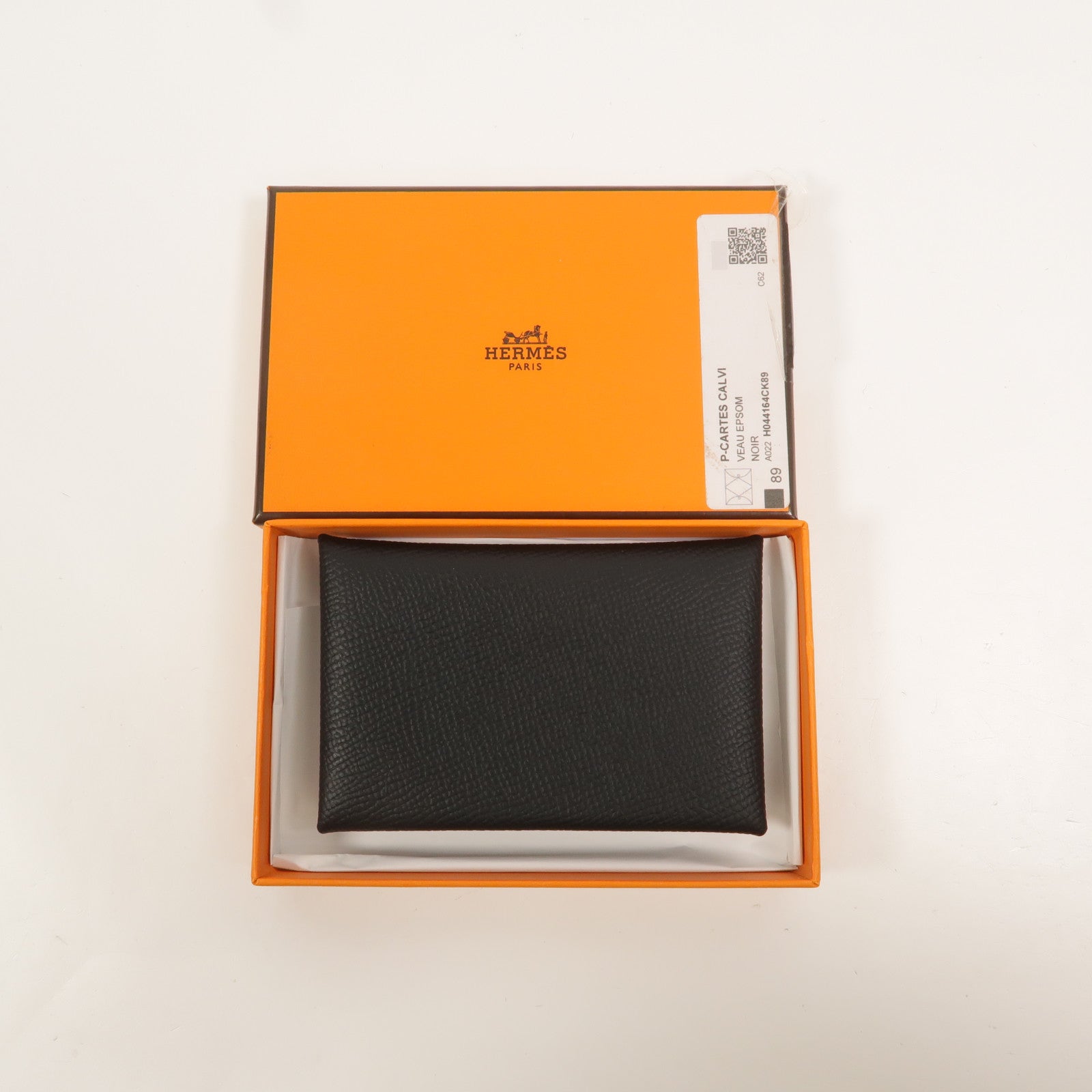 HERMES Epsom皮革Calvi卡片套Noir