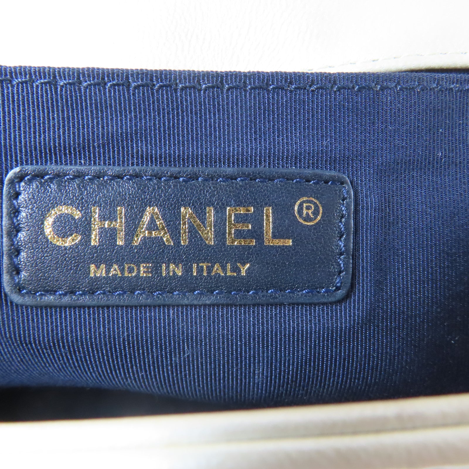CHANEL 【激減優惠】牛皮皮革Chanel Boy Chain Shoulder金扣鏈帶肩背袋米色