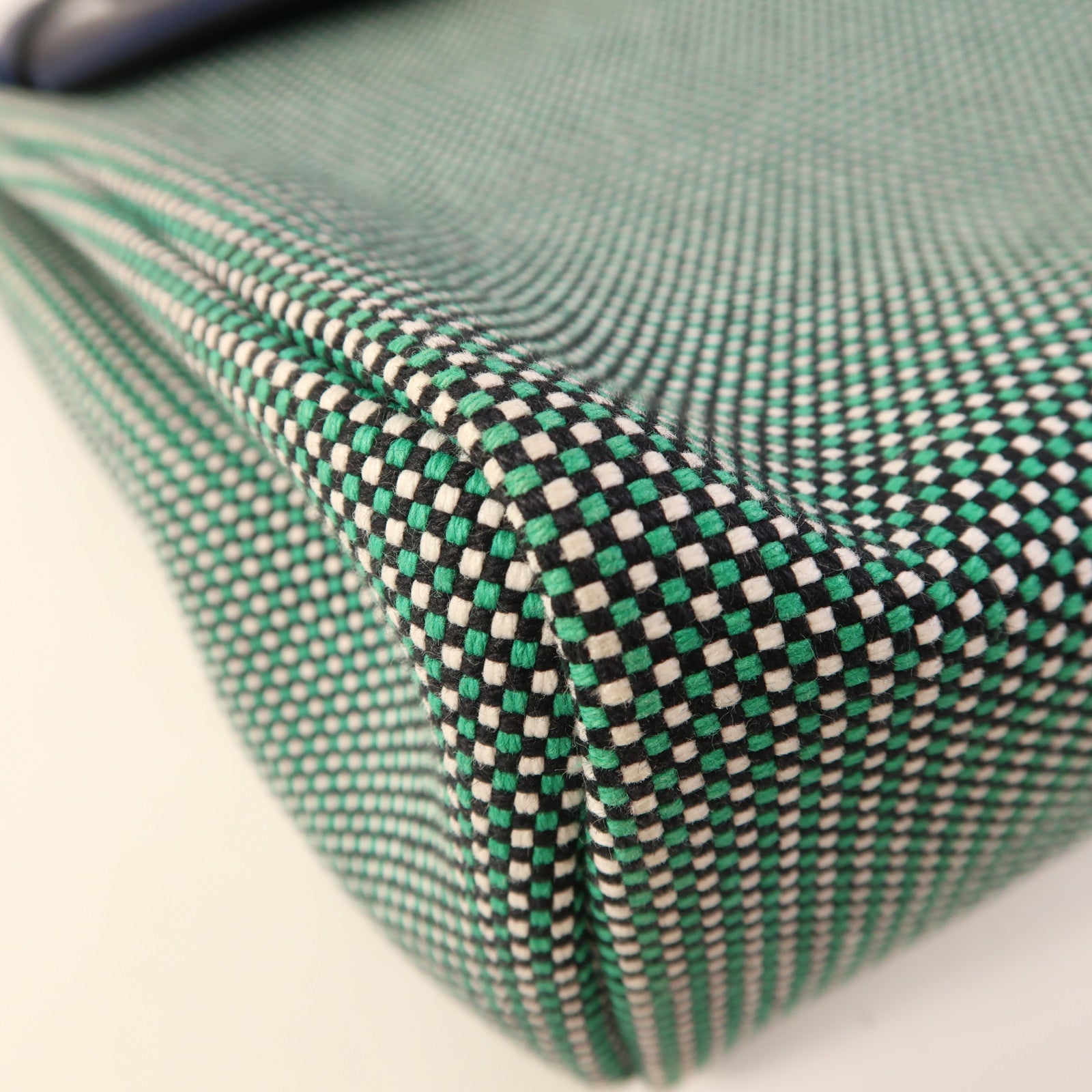 HERMES Toile Quadrille Viking Herbag PM手挽肩背兩用袋Noir/Blanc/Menthe