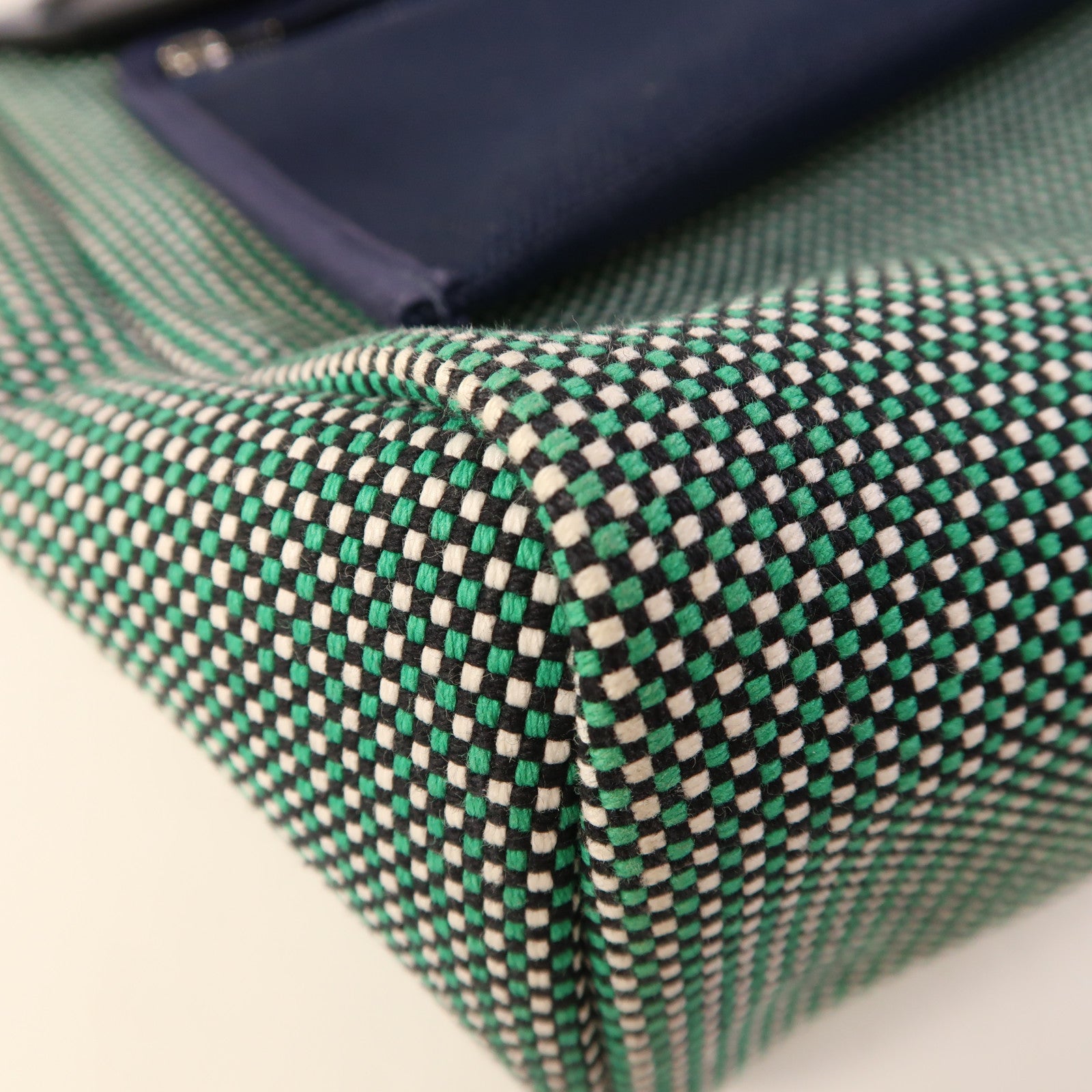 HERMES Toile Quadrille Viking Herbag PM手挽肩背兩用袋Noir/Blanc/Menthe