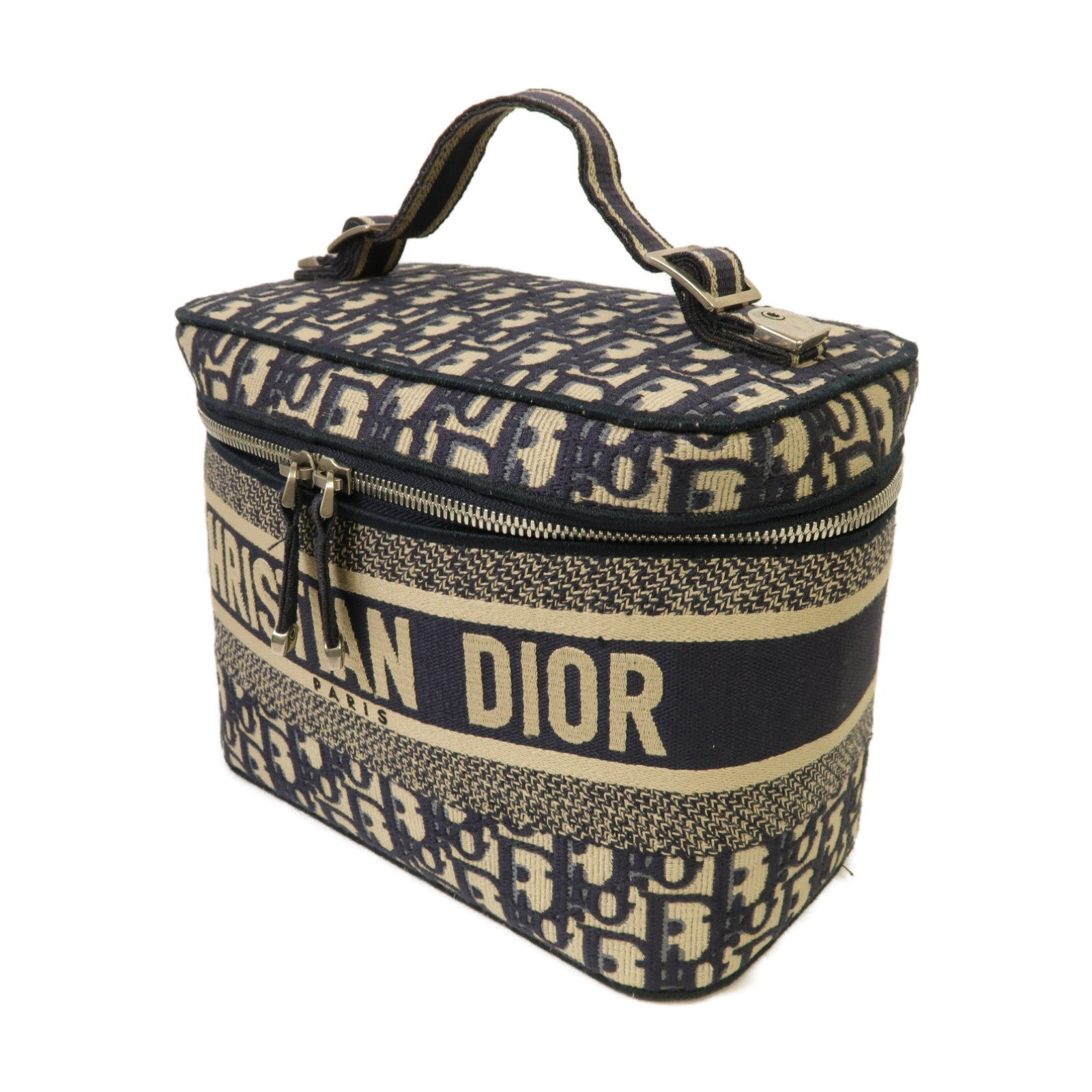 Dior 【激減優惠】帆布Dior Travel Vanity Case銀扣手挽袋/化妝袋藍色