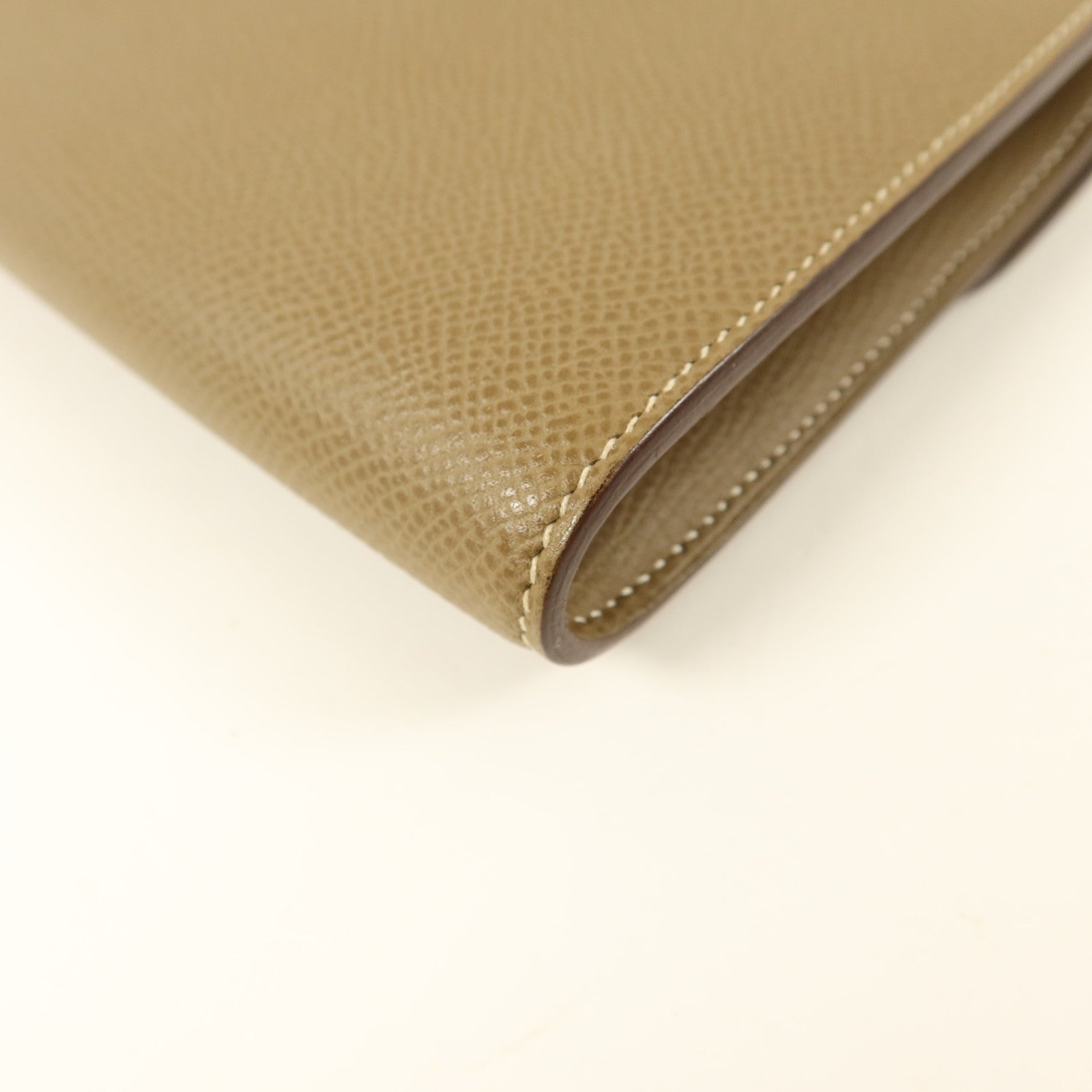 HERMES Epsom皮革Constance Compact Wallet銀扣錢包Etoupe
