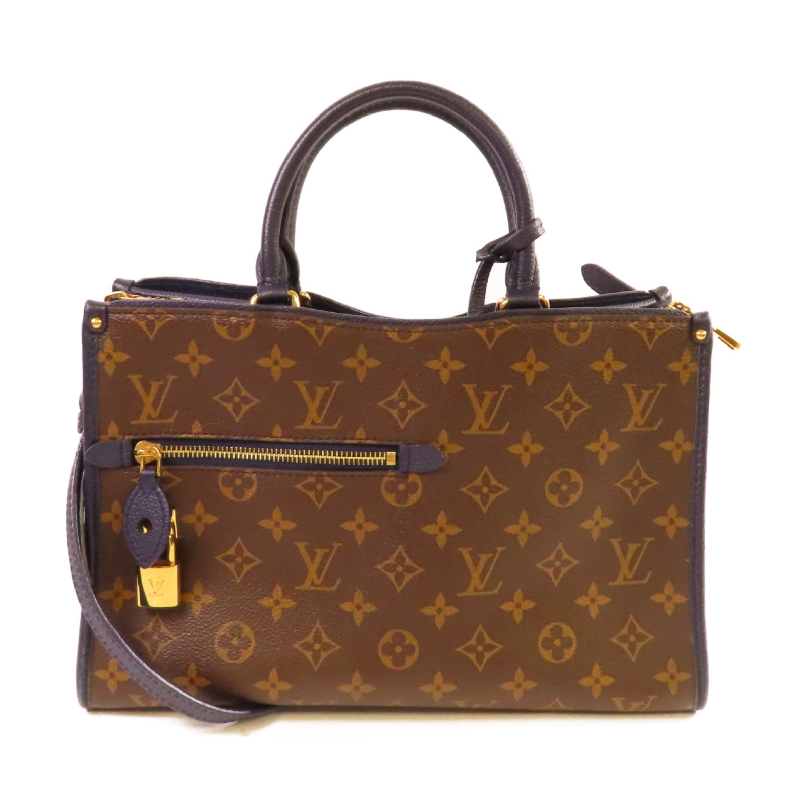 LOUIS VUITTON Monogram Popincourt PM 2Way Shoulder Bag金扣手挽肩背兩用袋啡色/寶藍色