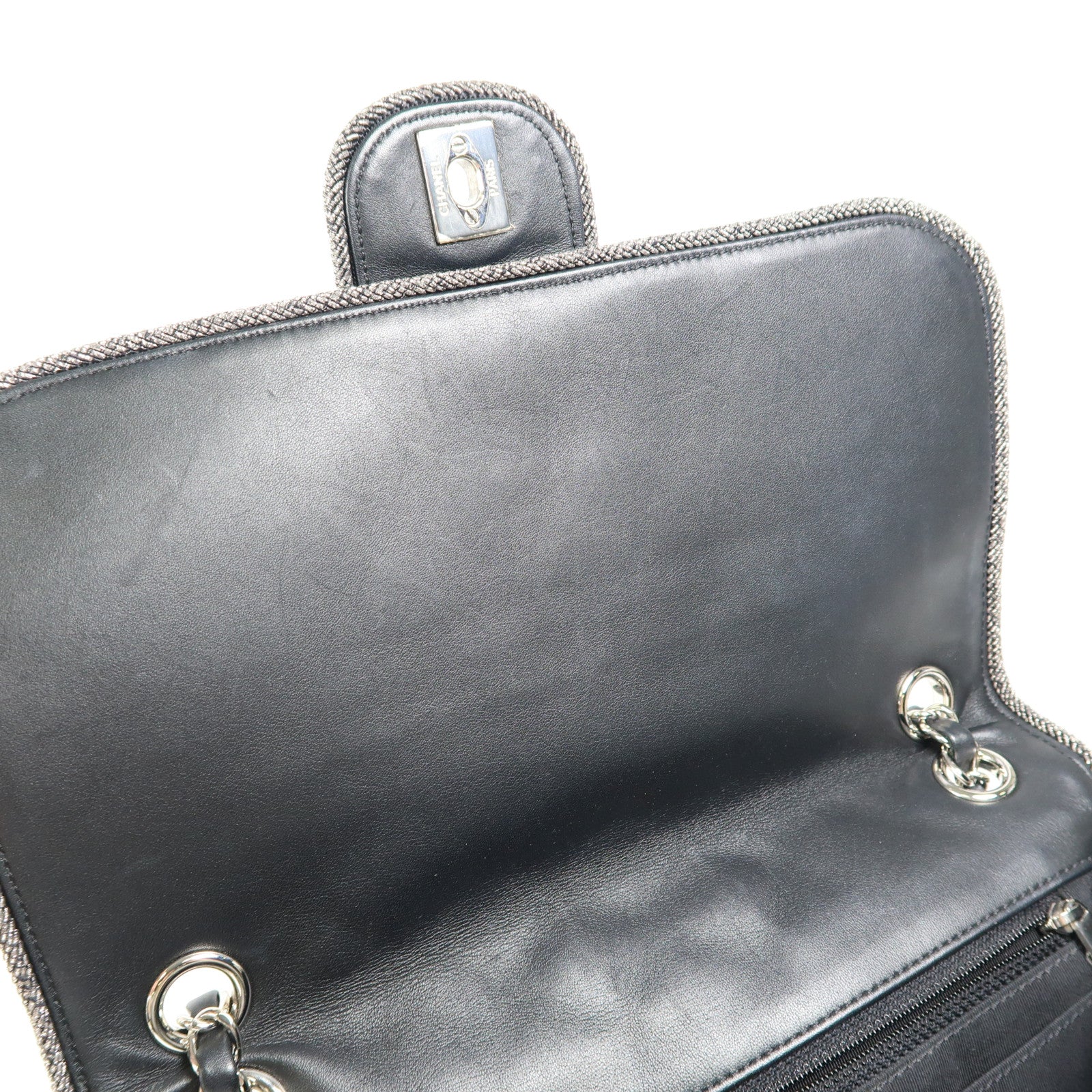 CHANEL 牛皮皮革Chain Shoulder銀扣鏈帶肩背袋