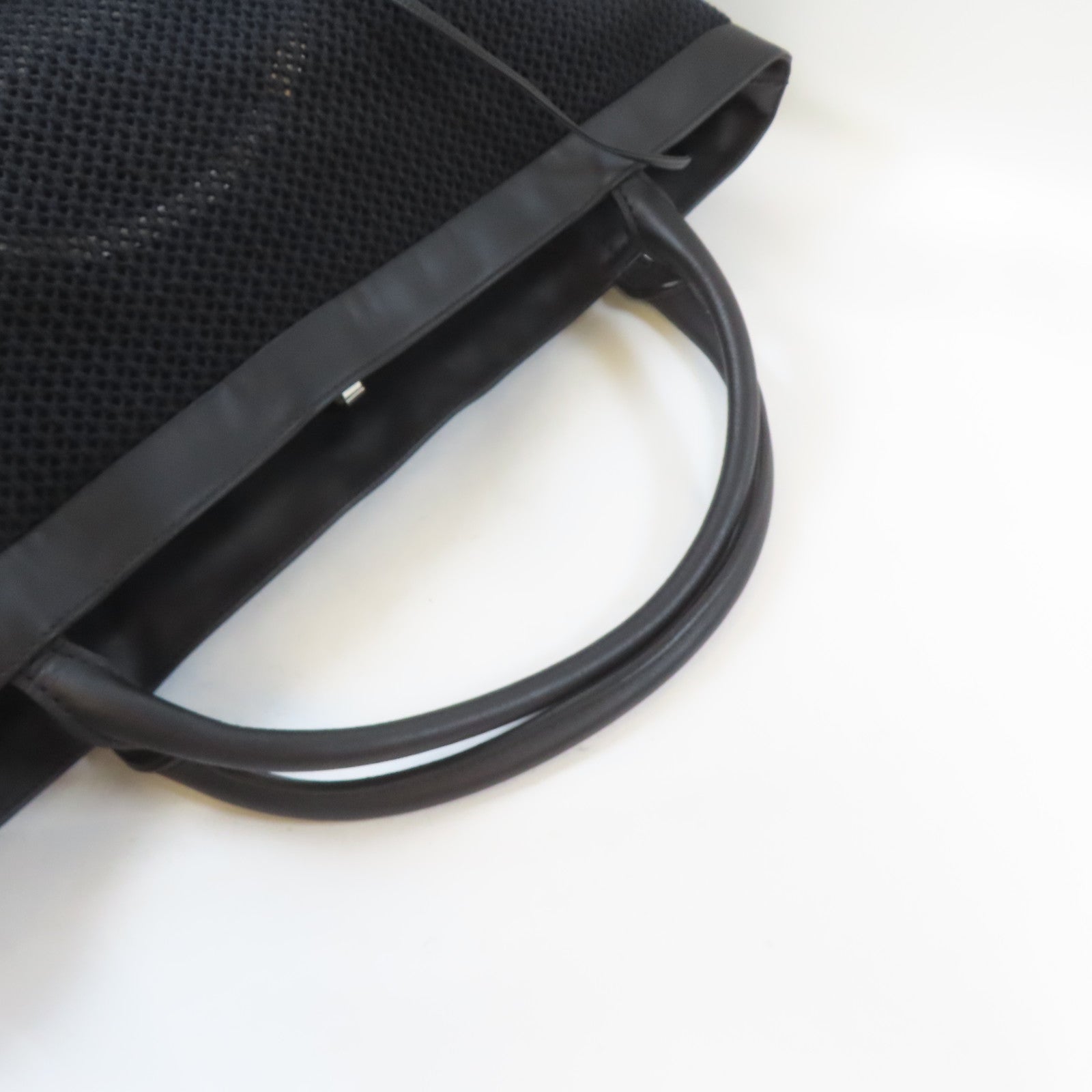 CHANEL 布料/皮革Tote Bag黑扣手挽袋黑色