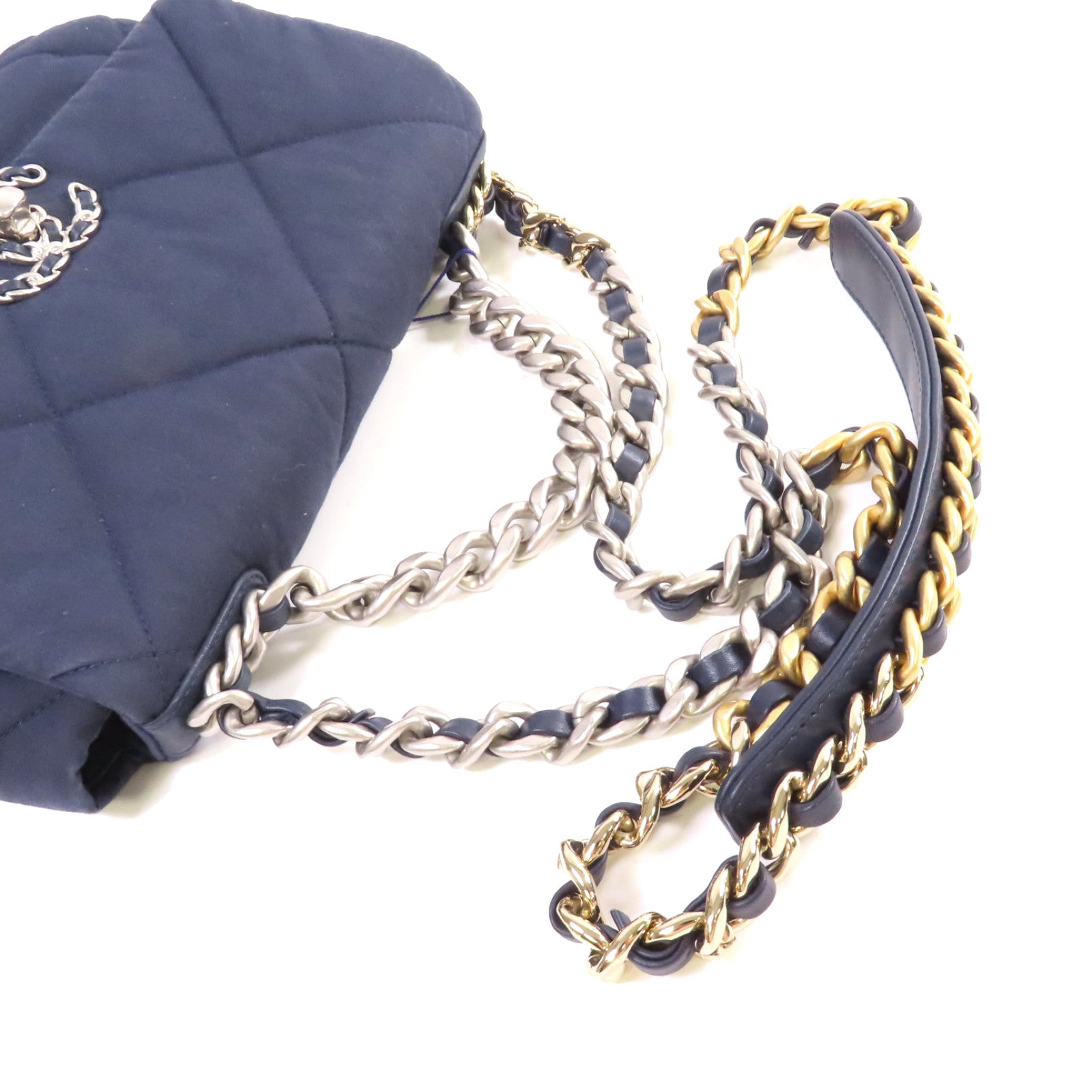 CHANEL 【激減優惠】菱格帆布Chanel 19 Chain Shoulder Bag鏈帶手挽肩背兩用袋寶藍色