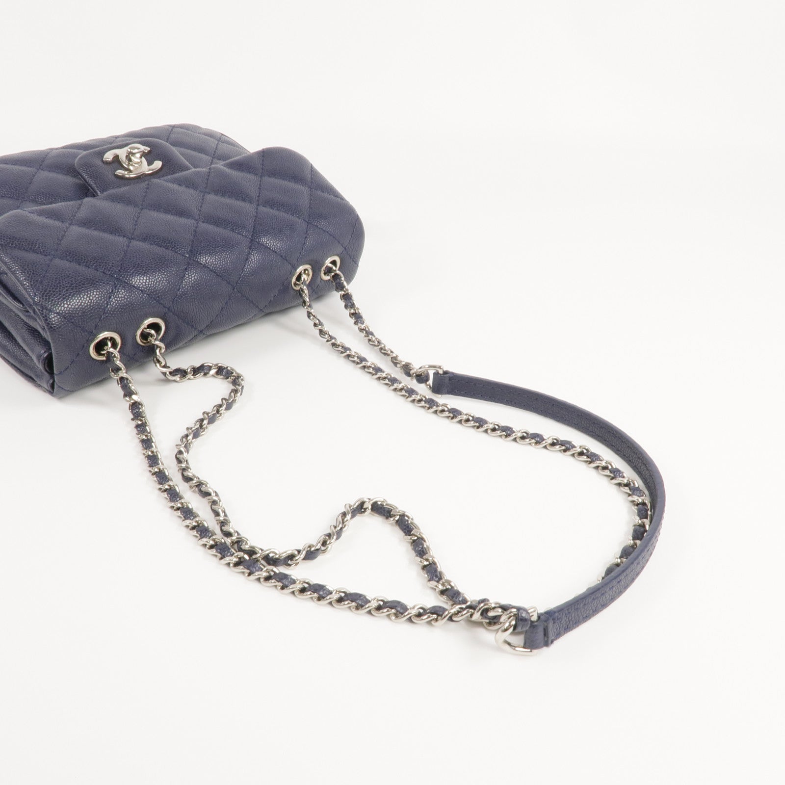 CHANEL 牛皮皮革Chain Shoulder銀扣鏈帶肩背袋