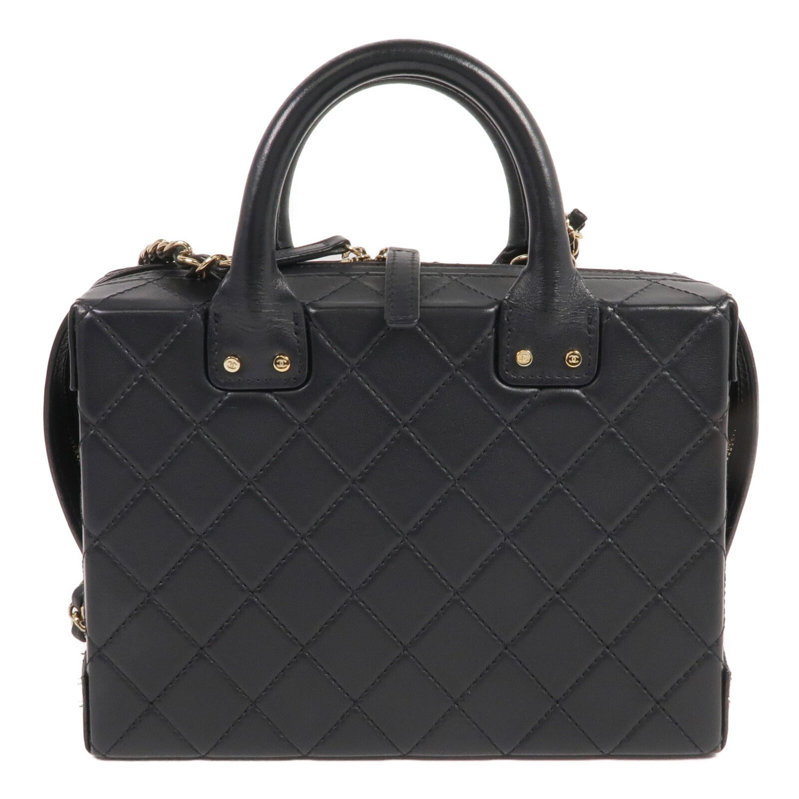 CHANEL 牛皮皮革Vanity Case金扣手挽肩背兩用袋