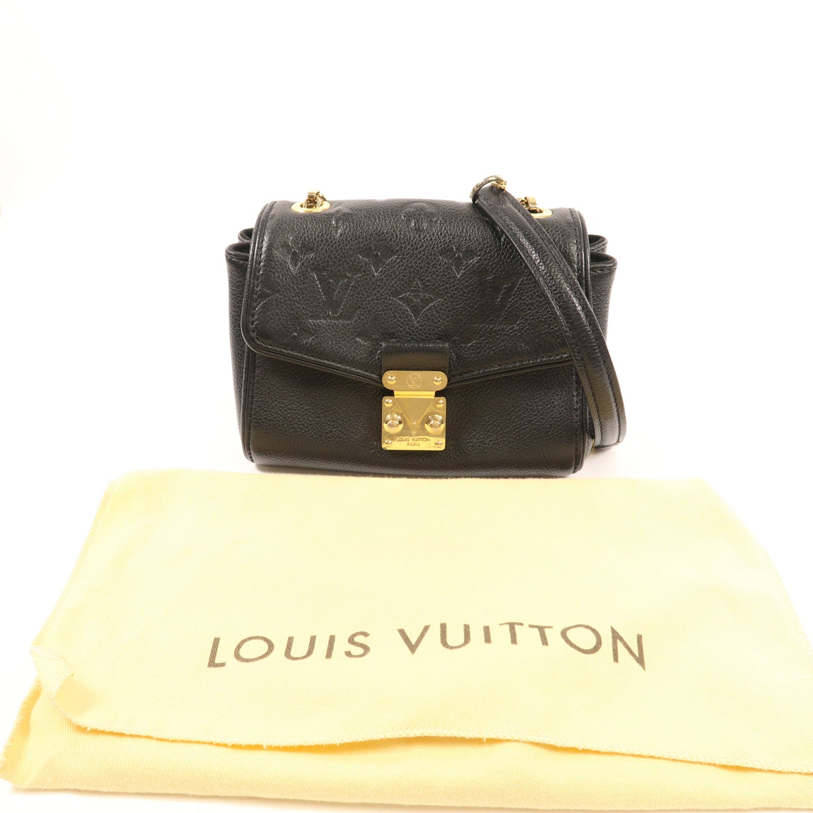 LOUIS VUITTON Monogram Empreinte Saint Germain BB金扣鏈帶肩背袋