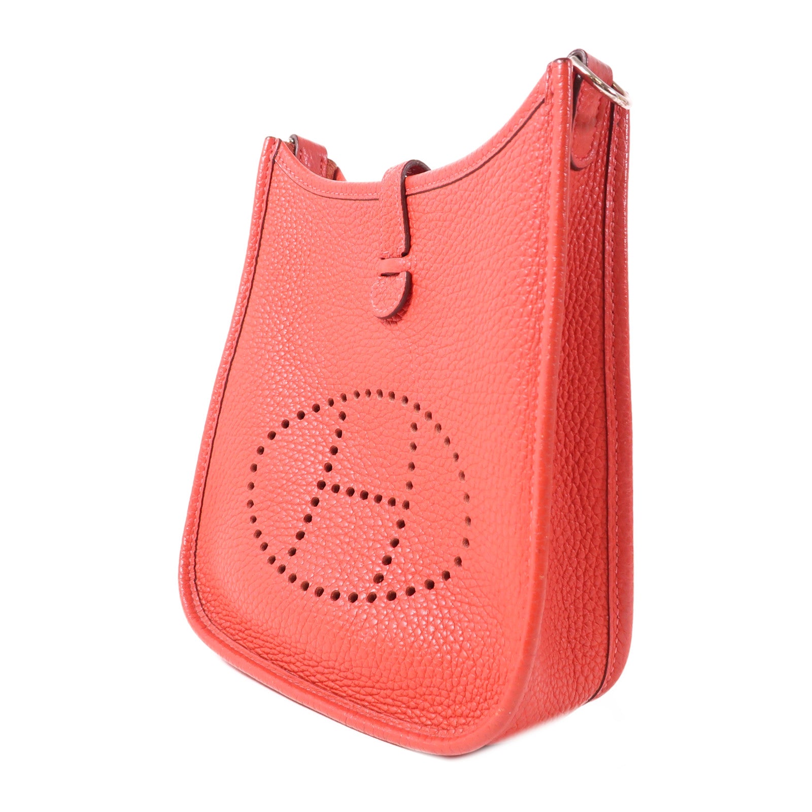 HERMES Clemence皮革Evelyne TPM銀扣肩背袋Rose De Coeur