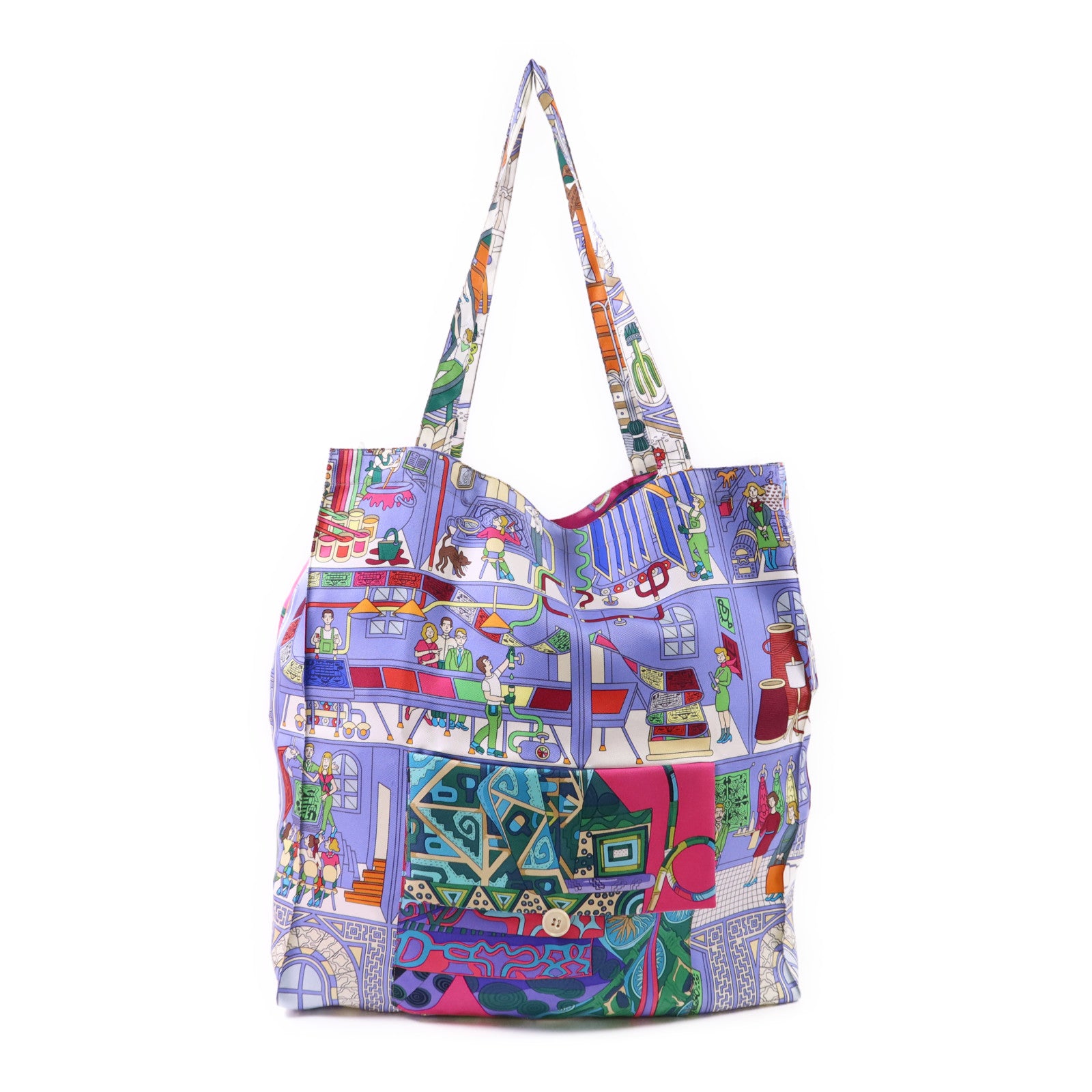 HERMES 絲質Petit H Shopping Bag手挽袋