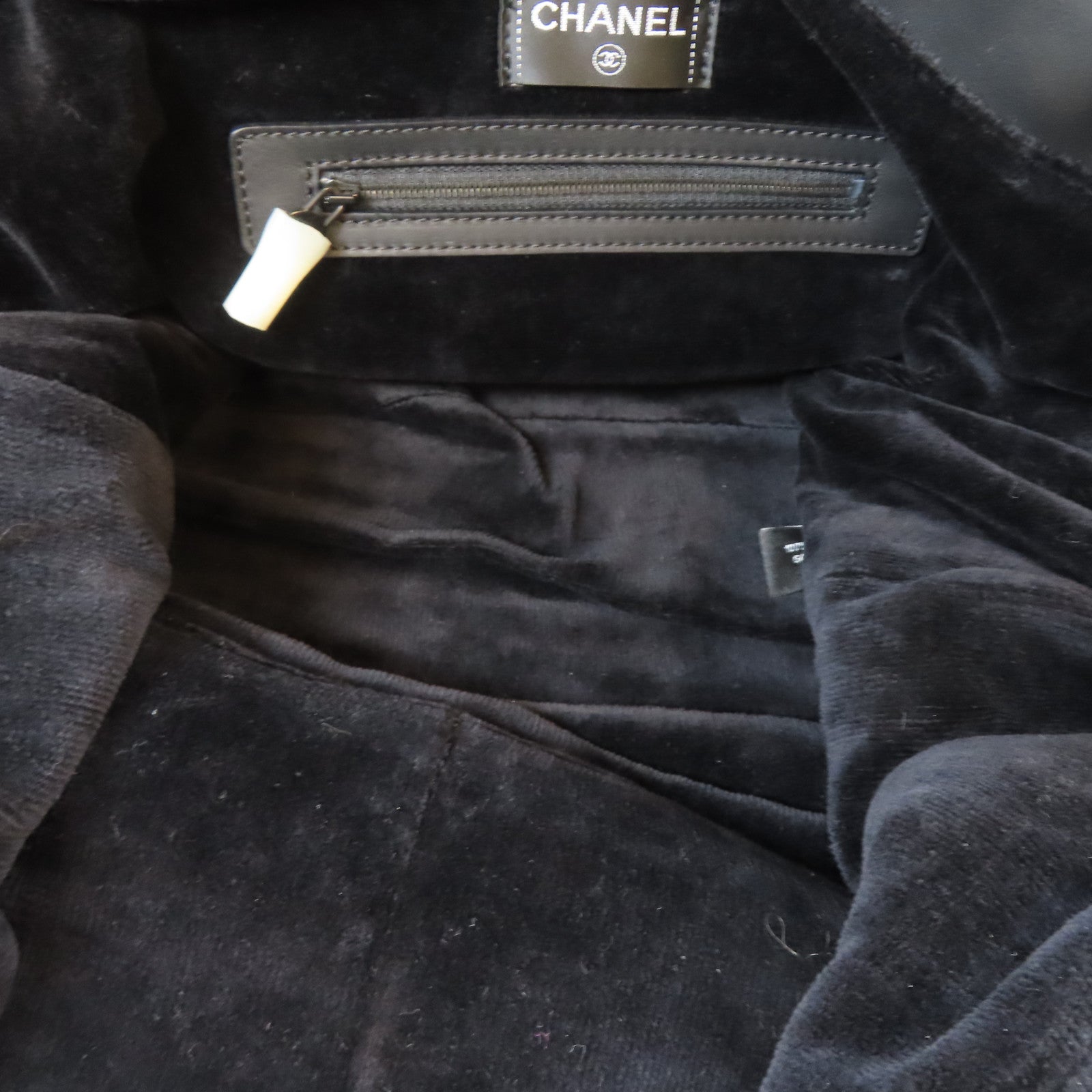 CHANEL 布料/皮革Tote Bag黑扣手挽袋黑色