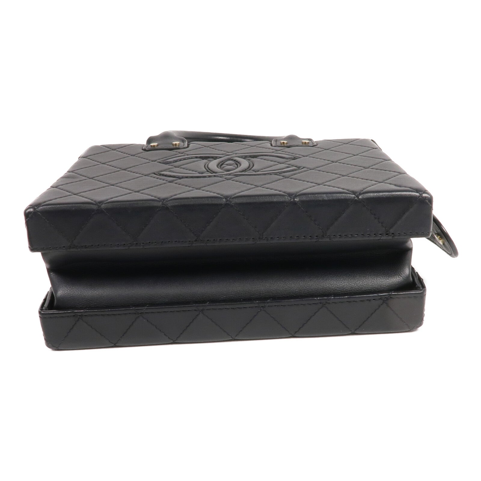 CHANEL 牛皮皮革Vanity Case金扣手挽肩背兩用袋