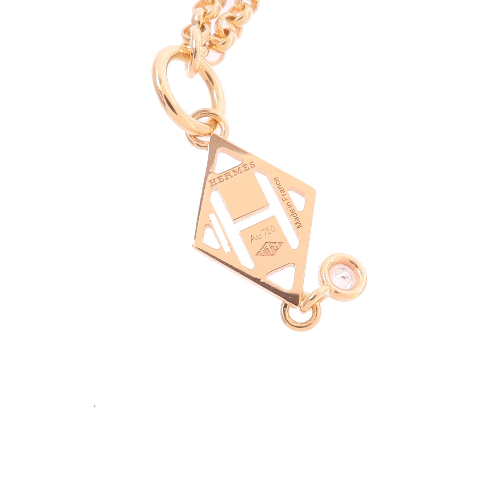 HERMES 18K玫瑰金Pendentif Gambade H鑽石項鍊