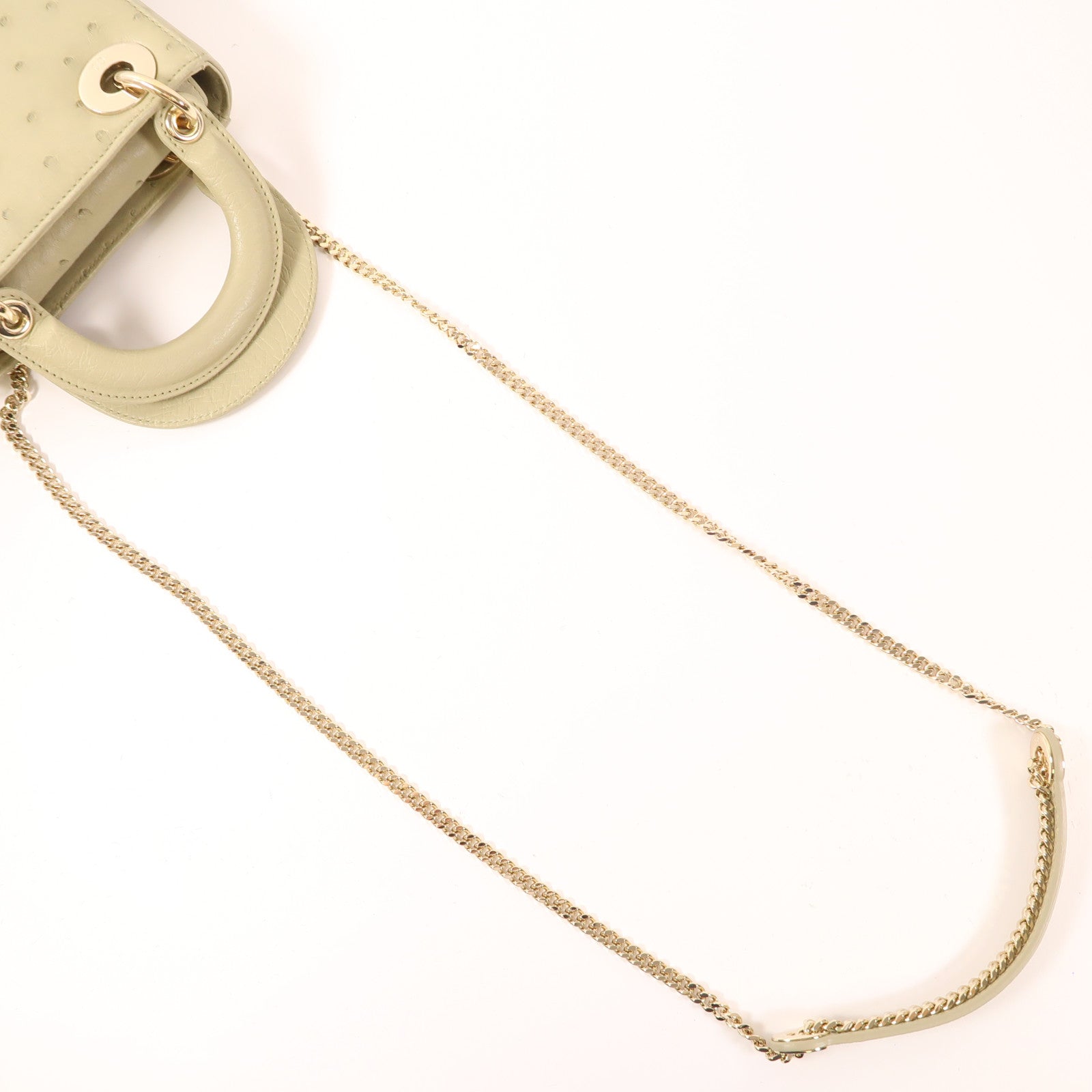 Dior Ostrich皮革Lady Dior Mini金扣手挽肩背兩用袋