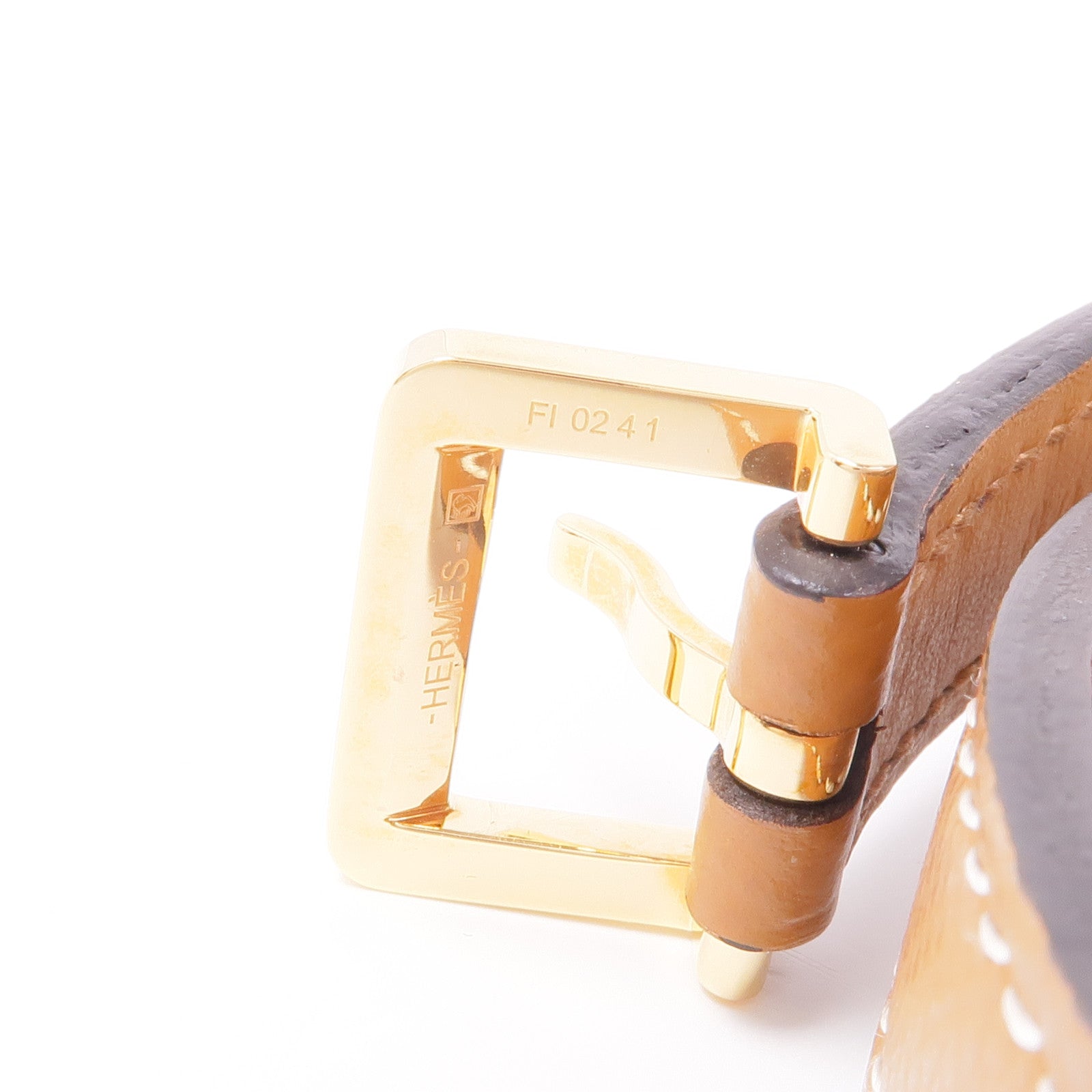 HERMES Epsom皮革Pop H 15 Belt金扣皮帶Gold
