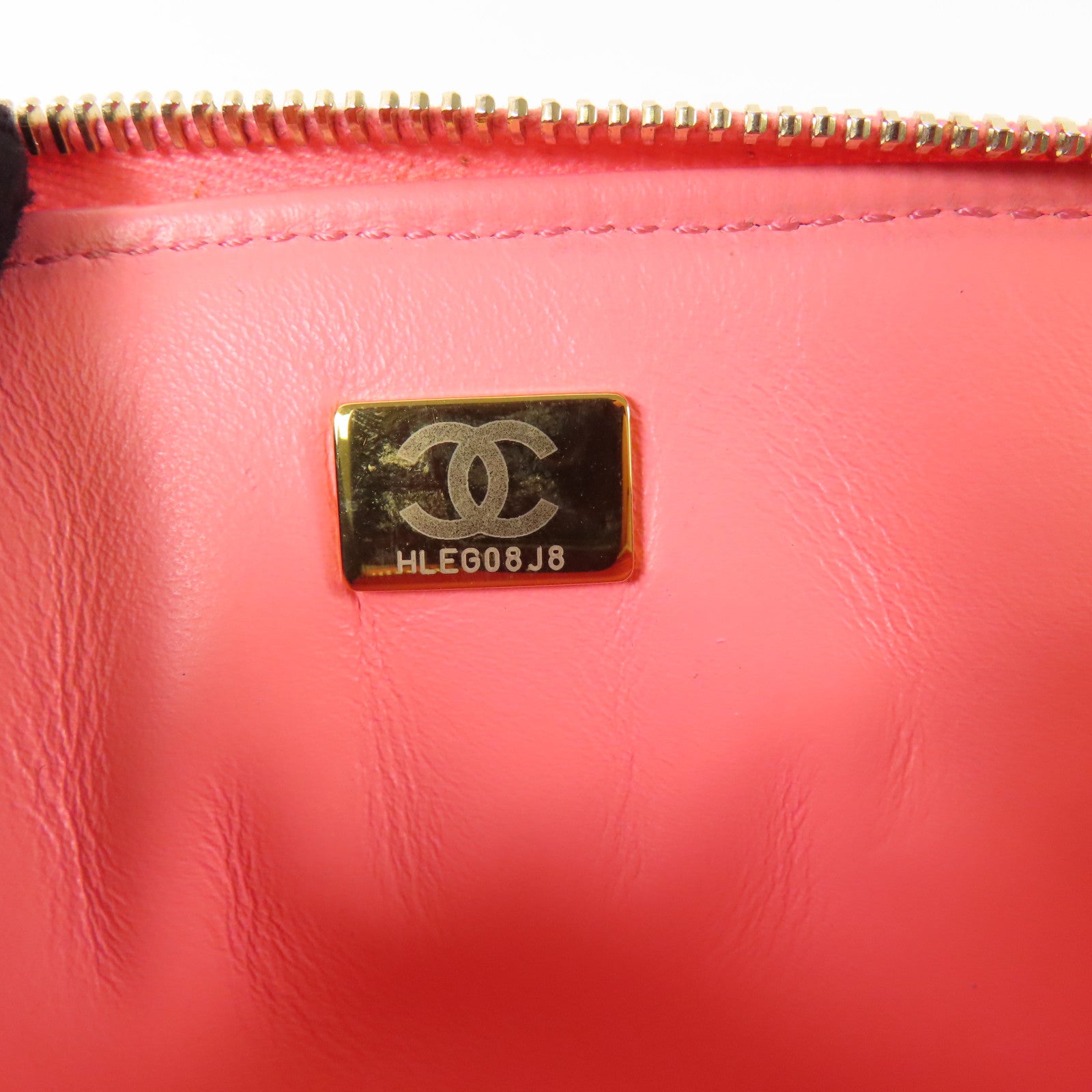 CHANEL CC GHW Vanity Case 2Way Shoulder Handbag Calfskin Leather Pink