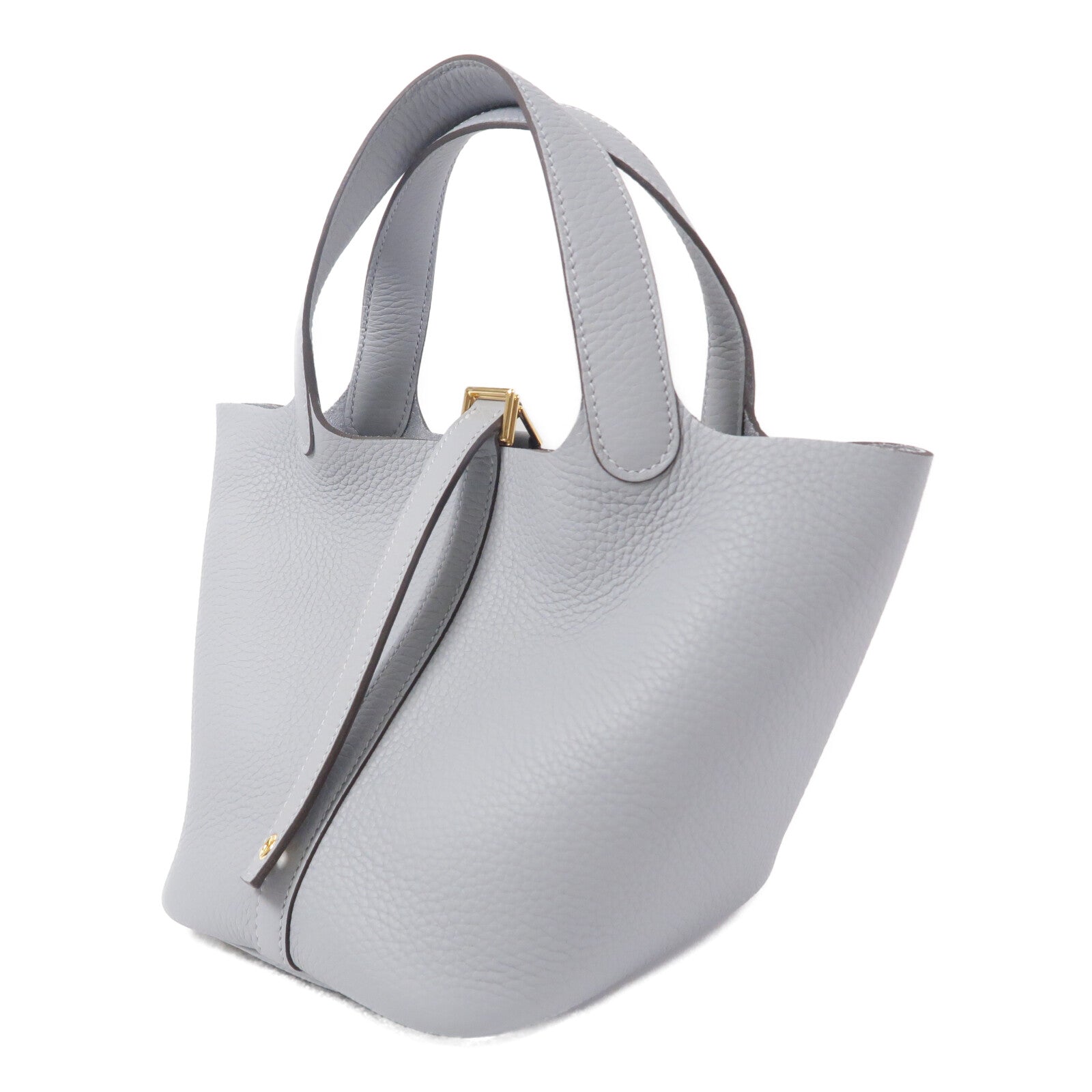 HERMES Clemence皮革Picotin PM手挽袋Gris Pantin