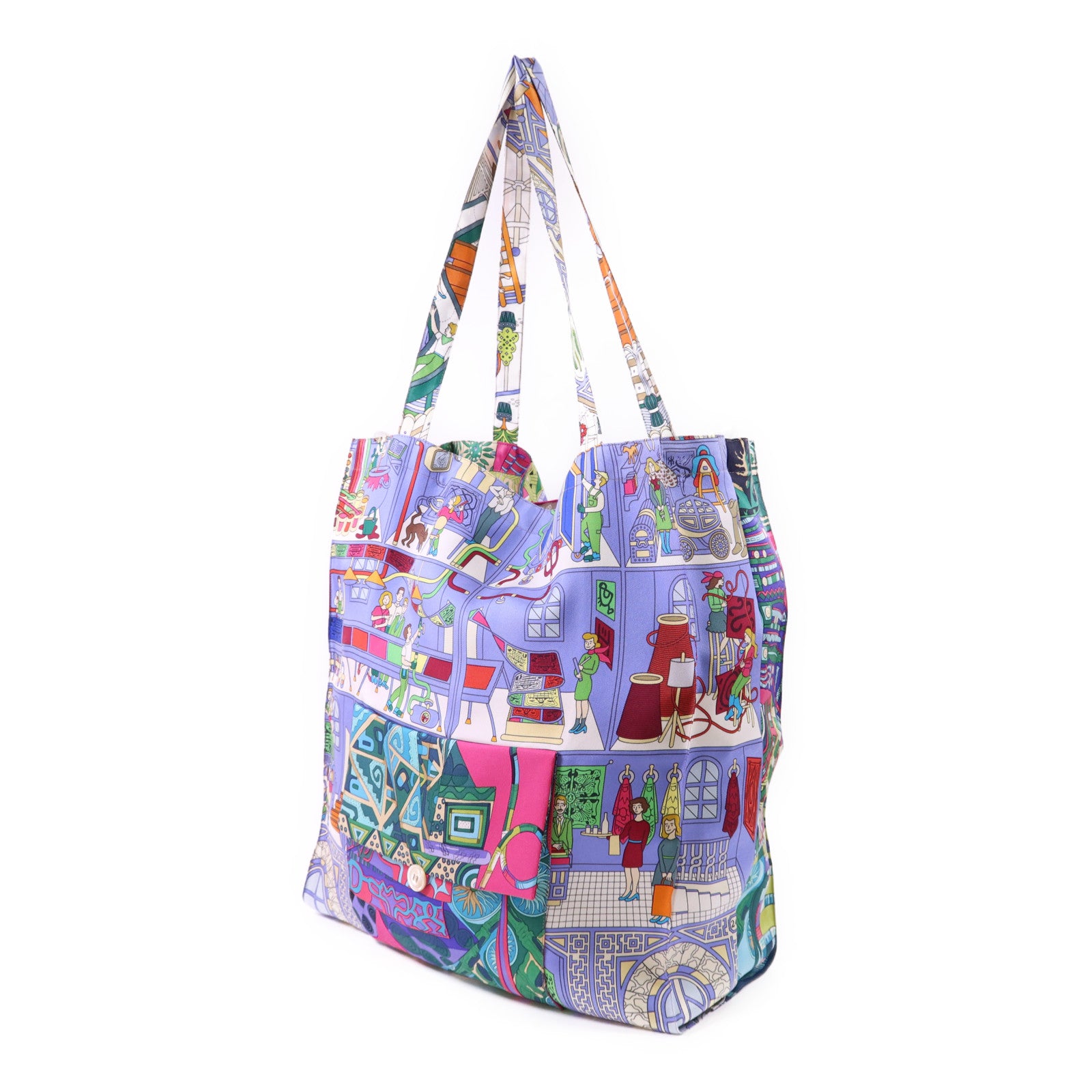 HERMES 絲質Petit H Shopping Bag手挽袋