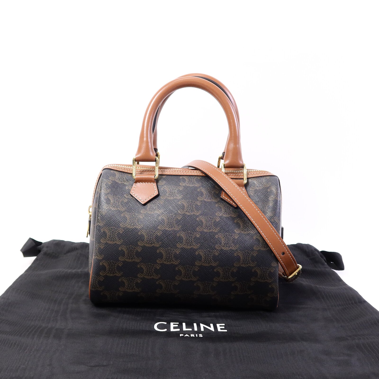 CELINE 塗層帆布Triomphe Small Boston手挽袋