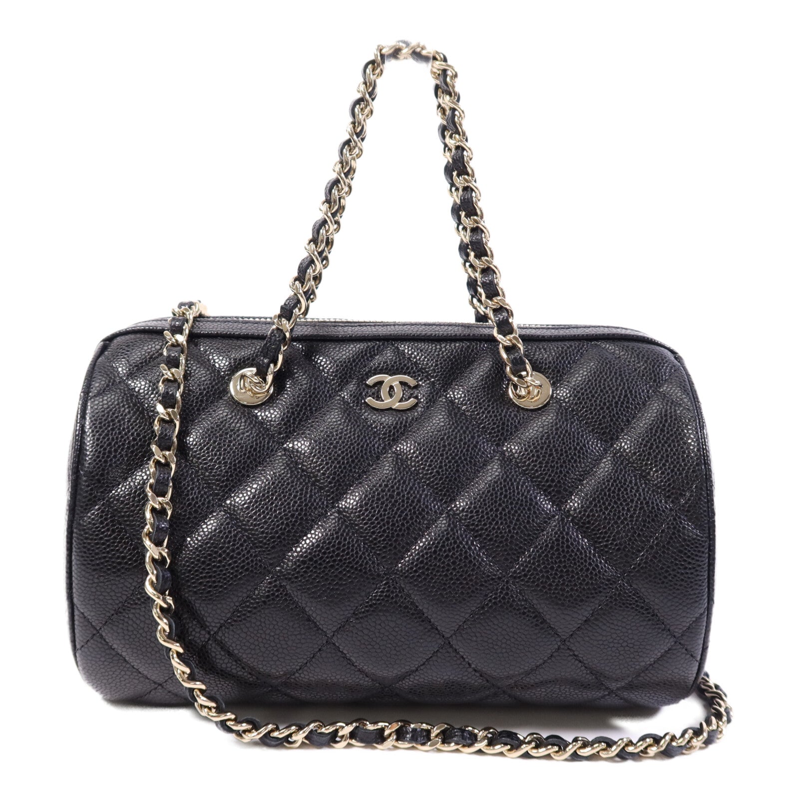 CHANEL 牛皮皮革2 Way Shoulder Bag金扣鏈帶手挽肩背兩用袋