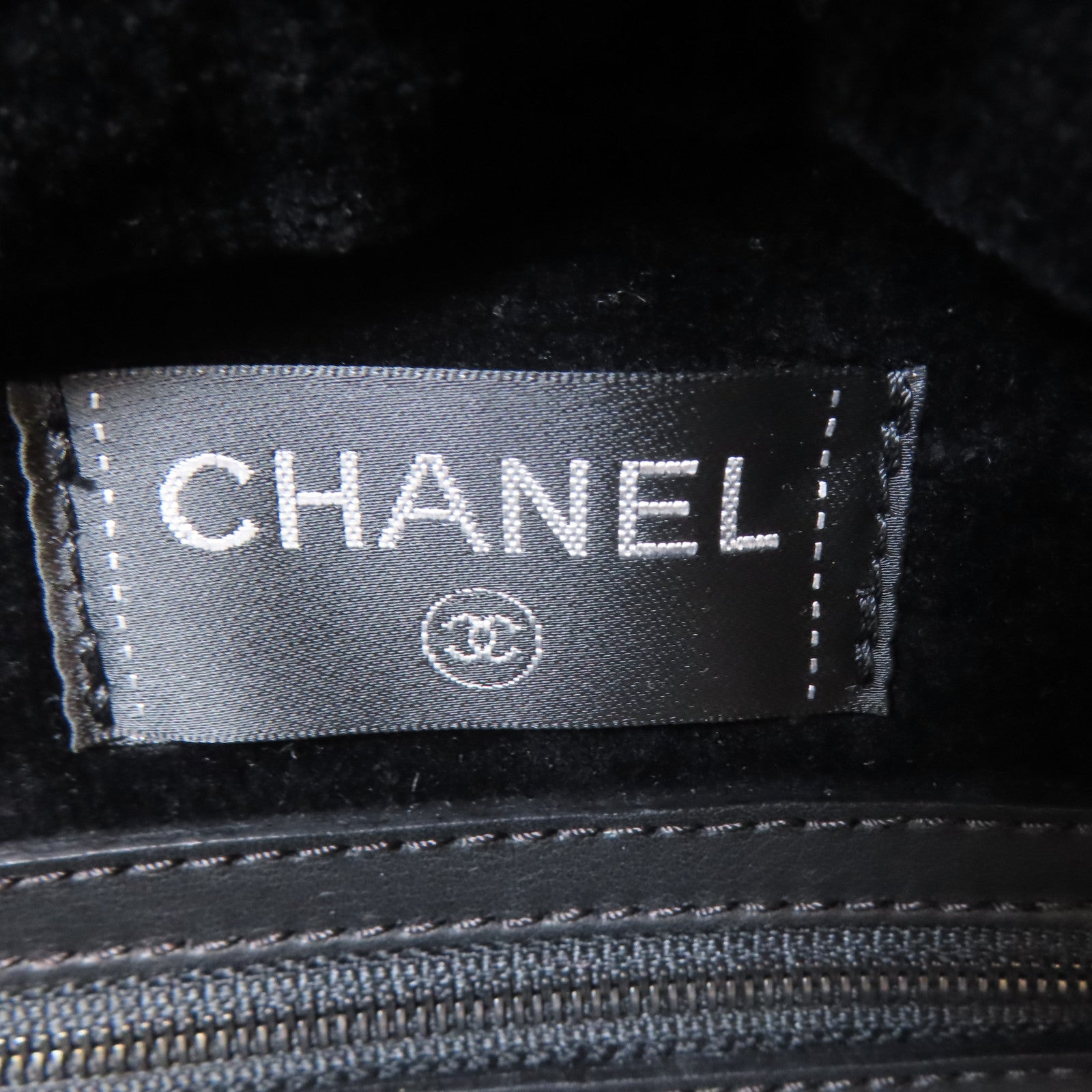 CHANEL 布料/皮革Tote Bag黑扣手挽袋黑色