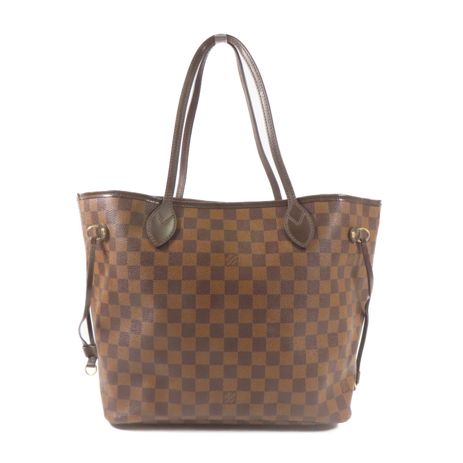 LOUIS VUITTON Damier Neverfull MM金扣肩背袋