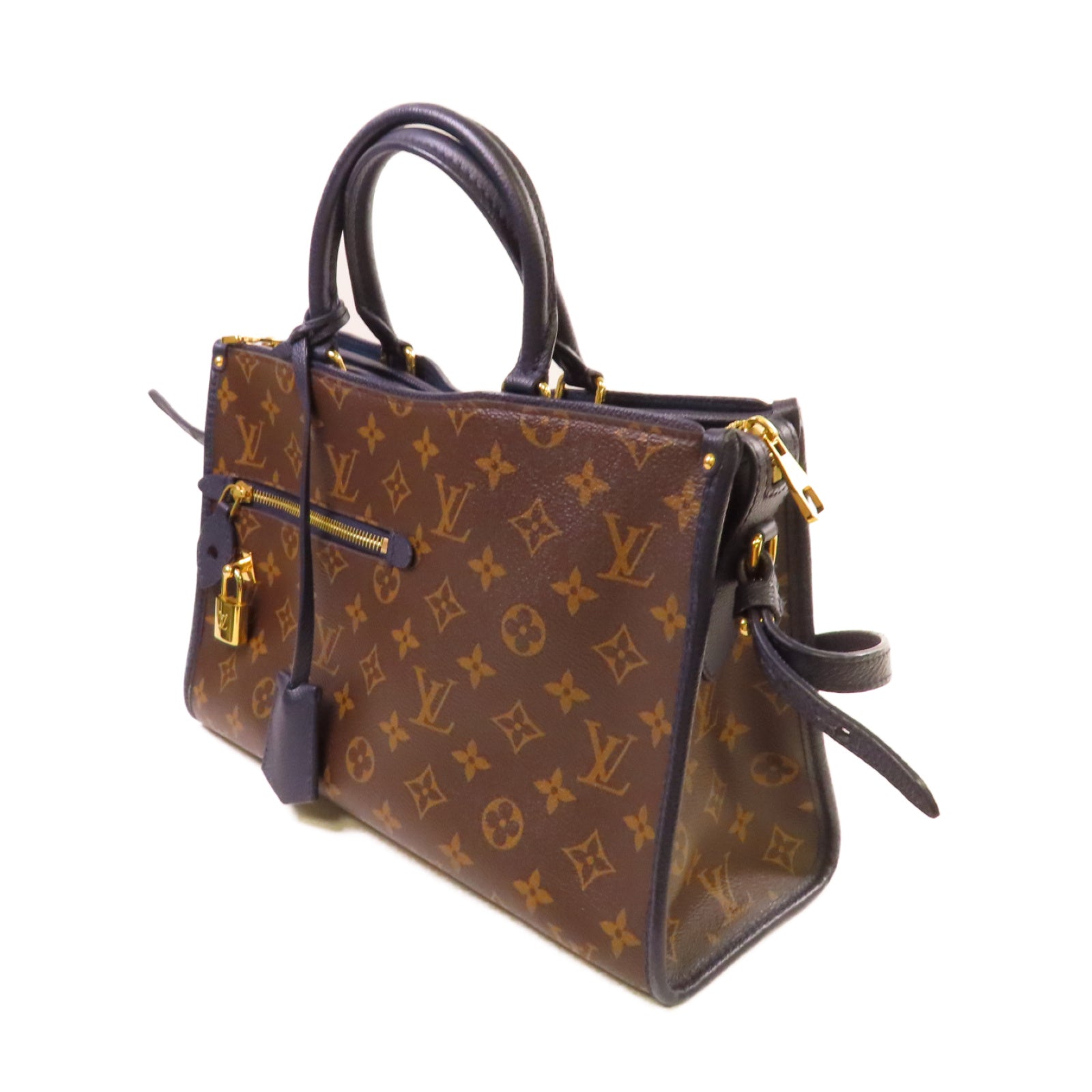 LOUIS VUITTON Monogram Popincourt PM 2Way Shoulder Bag金扣手挽肩背兩用袋啡色/寶藍色