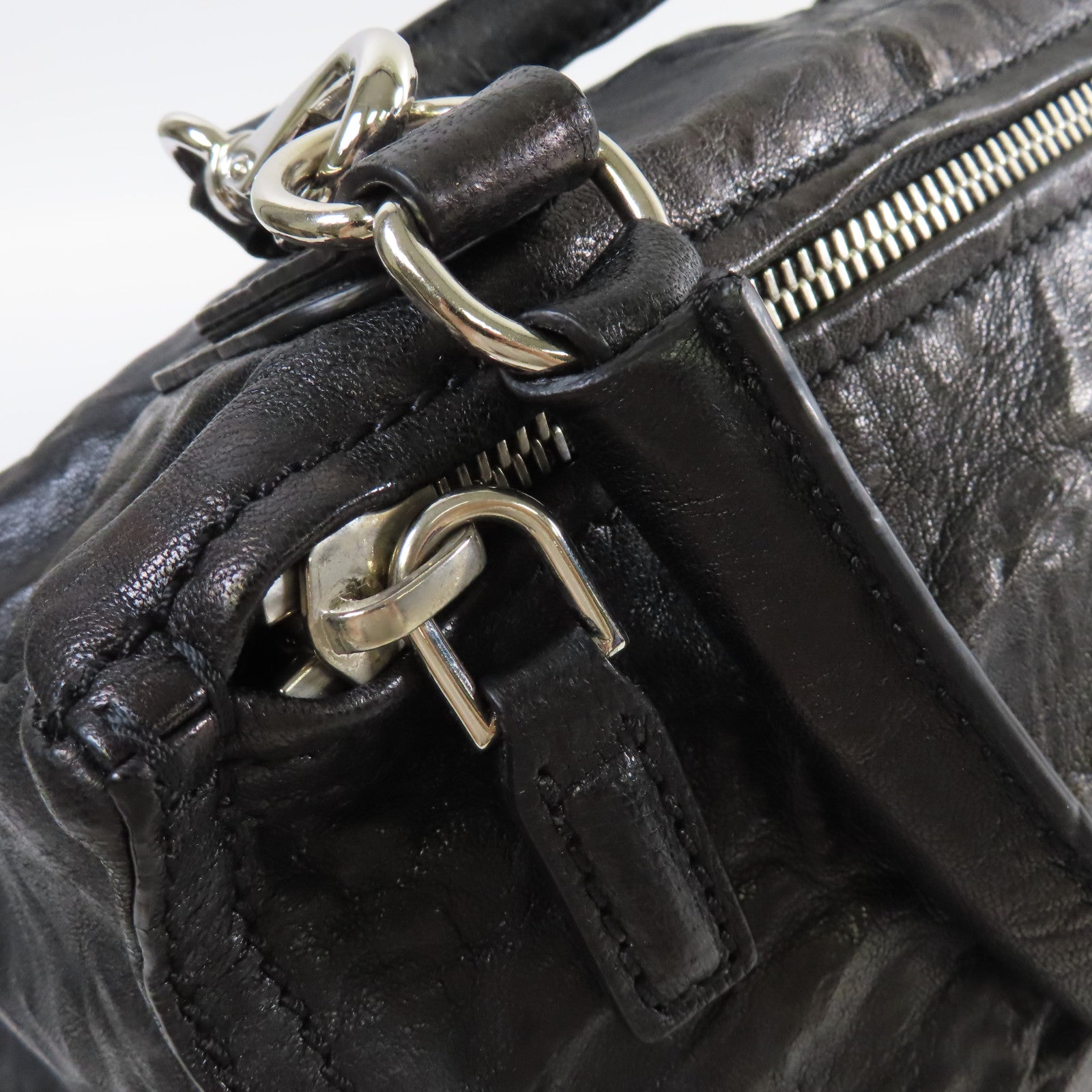GIVENCHY 皮革Pandora Small 2Way Shoulder Bag銀扣手挽肩背兩用袋黑色