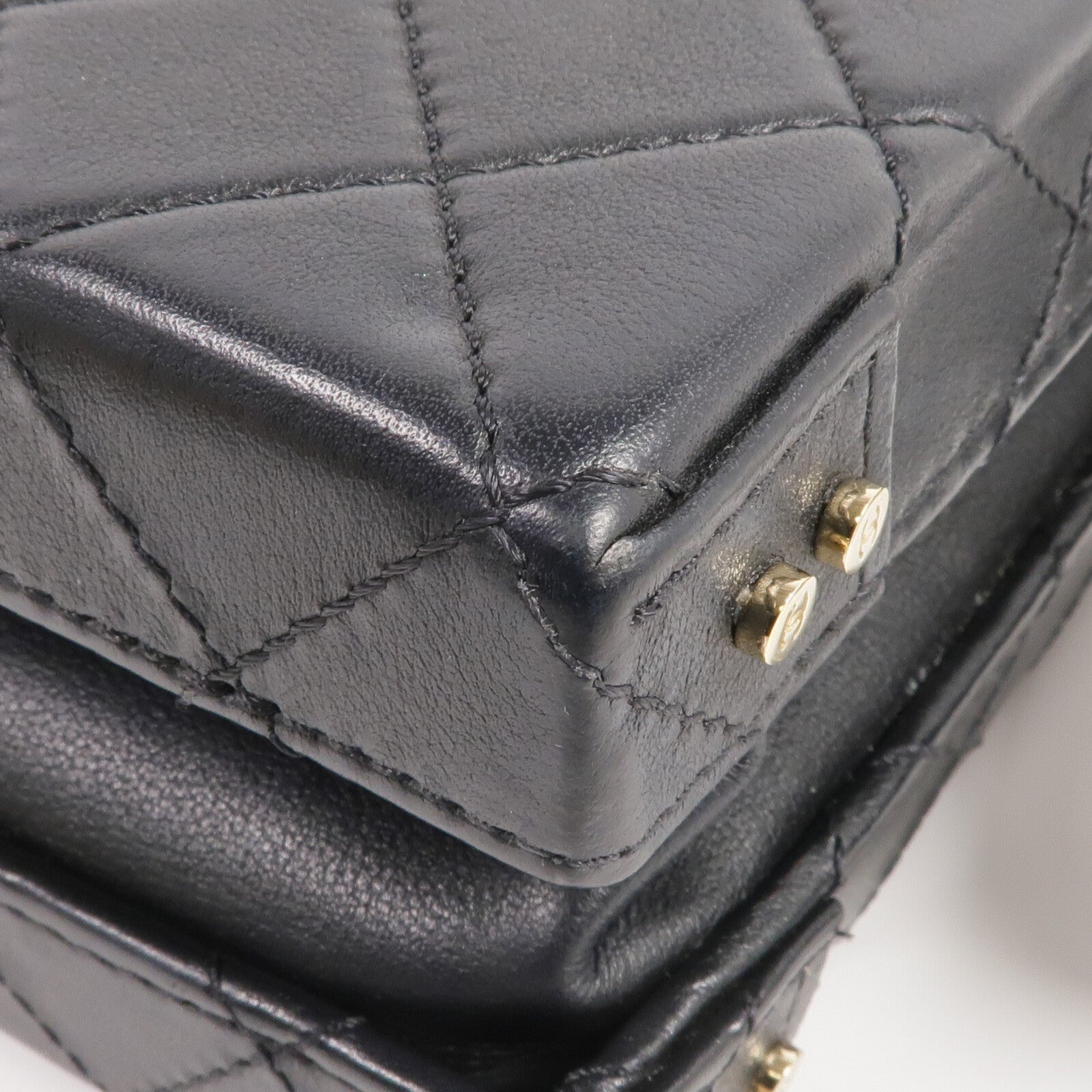 CHANEL 牛皮皮革Vanity Case金扣手挽肩背兩用袋