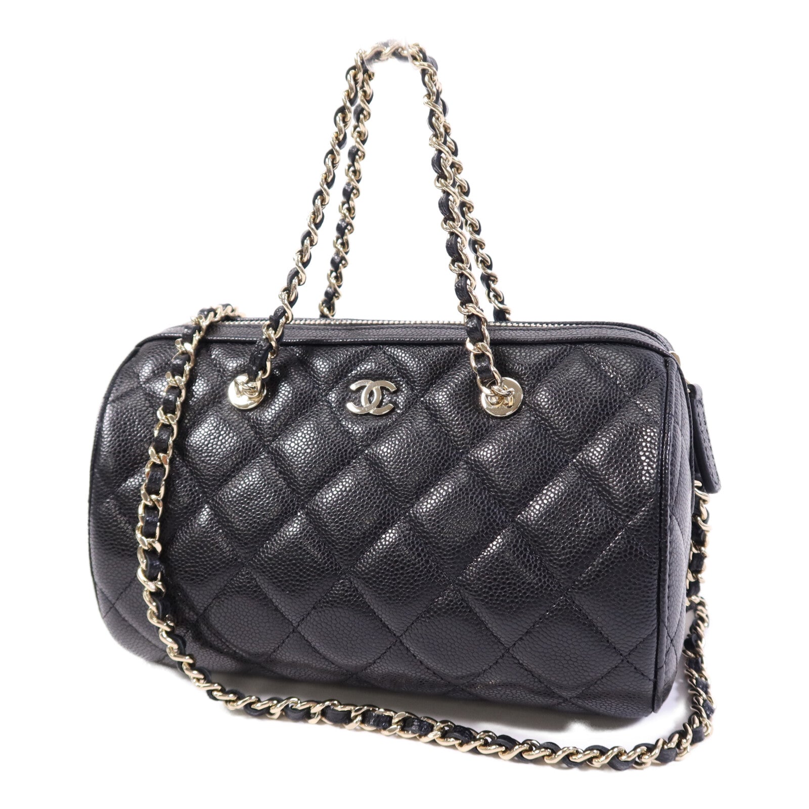 CHANEL 牛皮皮革2 Way Shoulder Bag金扣鏈帶手挽肩背兩用袋