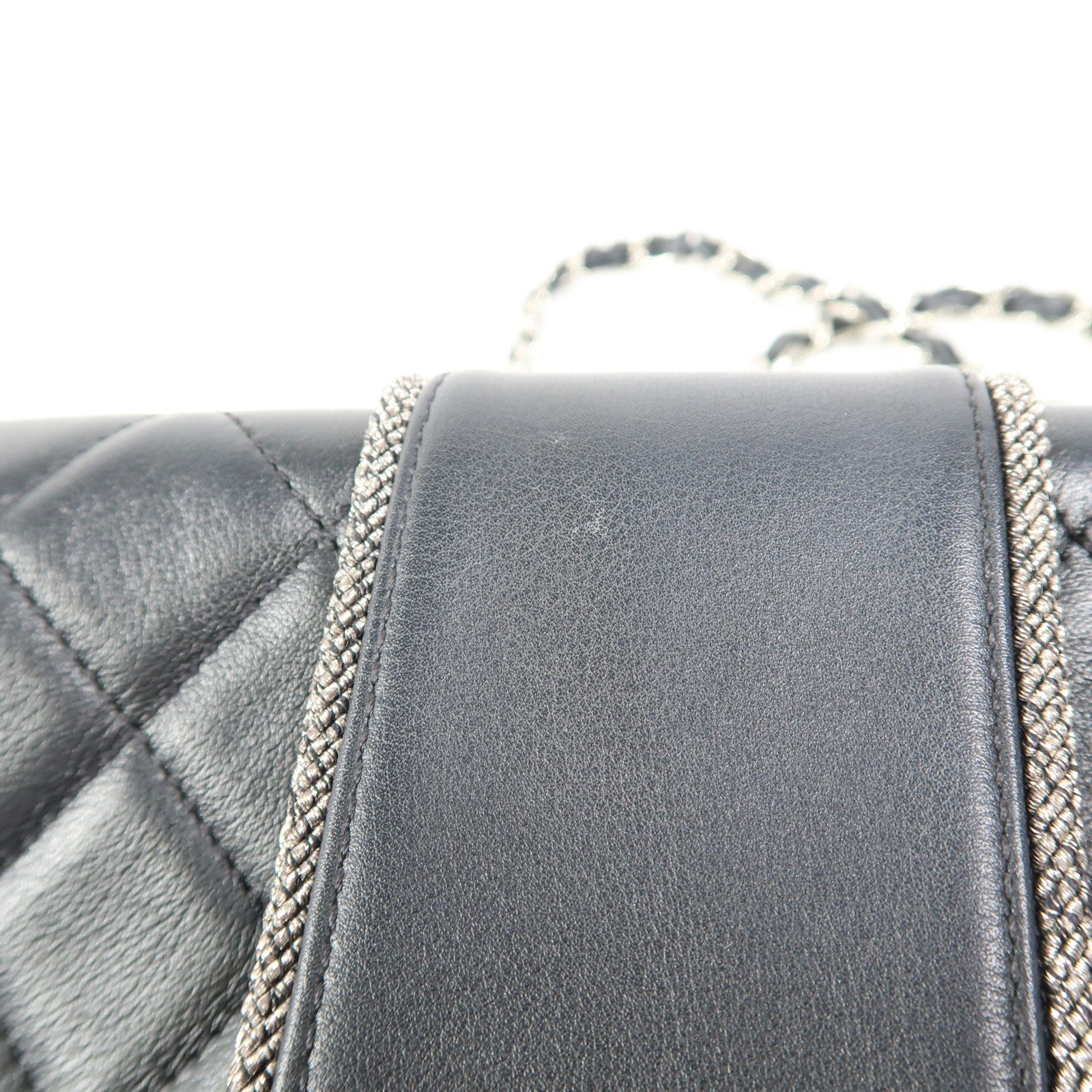 CHANEL 牛皮皮革Chain Shoulder銀扣鏈帶肩背袋