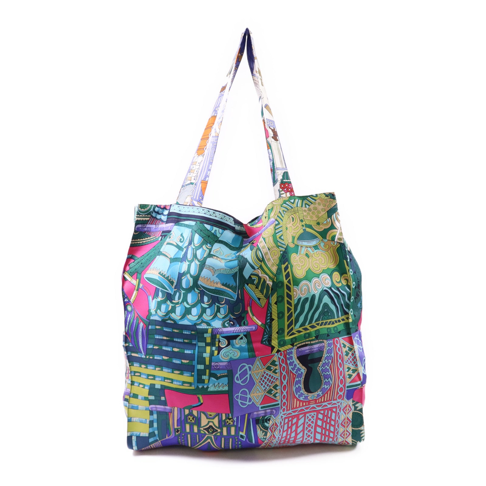 HERMES 絲質Petit H Shopping Bag手挽袋