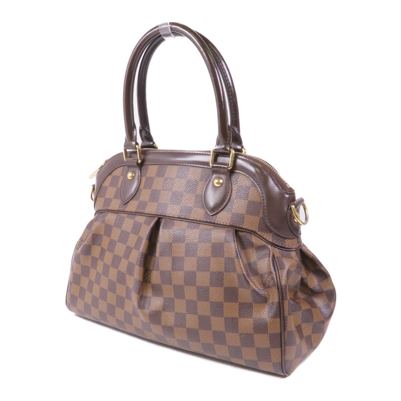 LOUIS VUITTON Damier Trevi金扣手挽肩背兩用袋棕色