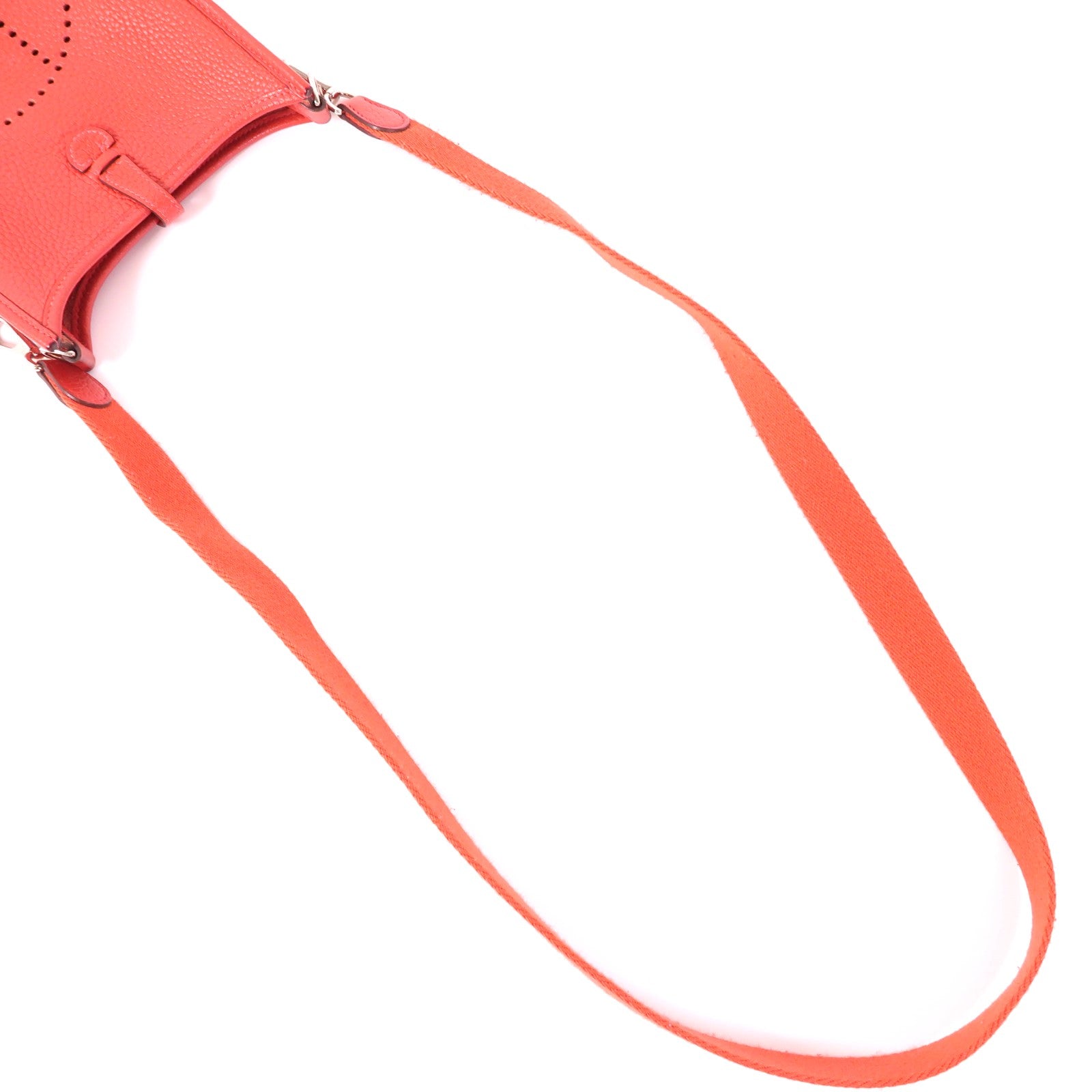 HERMES Clemence皮革Evelyne TPM銀扣肩背袋Rose De Coeur