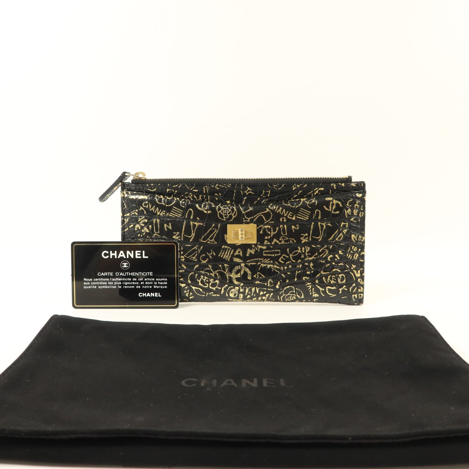 CHANEL 牛皮皮革2.55 Wallet金扣長錢包