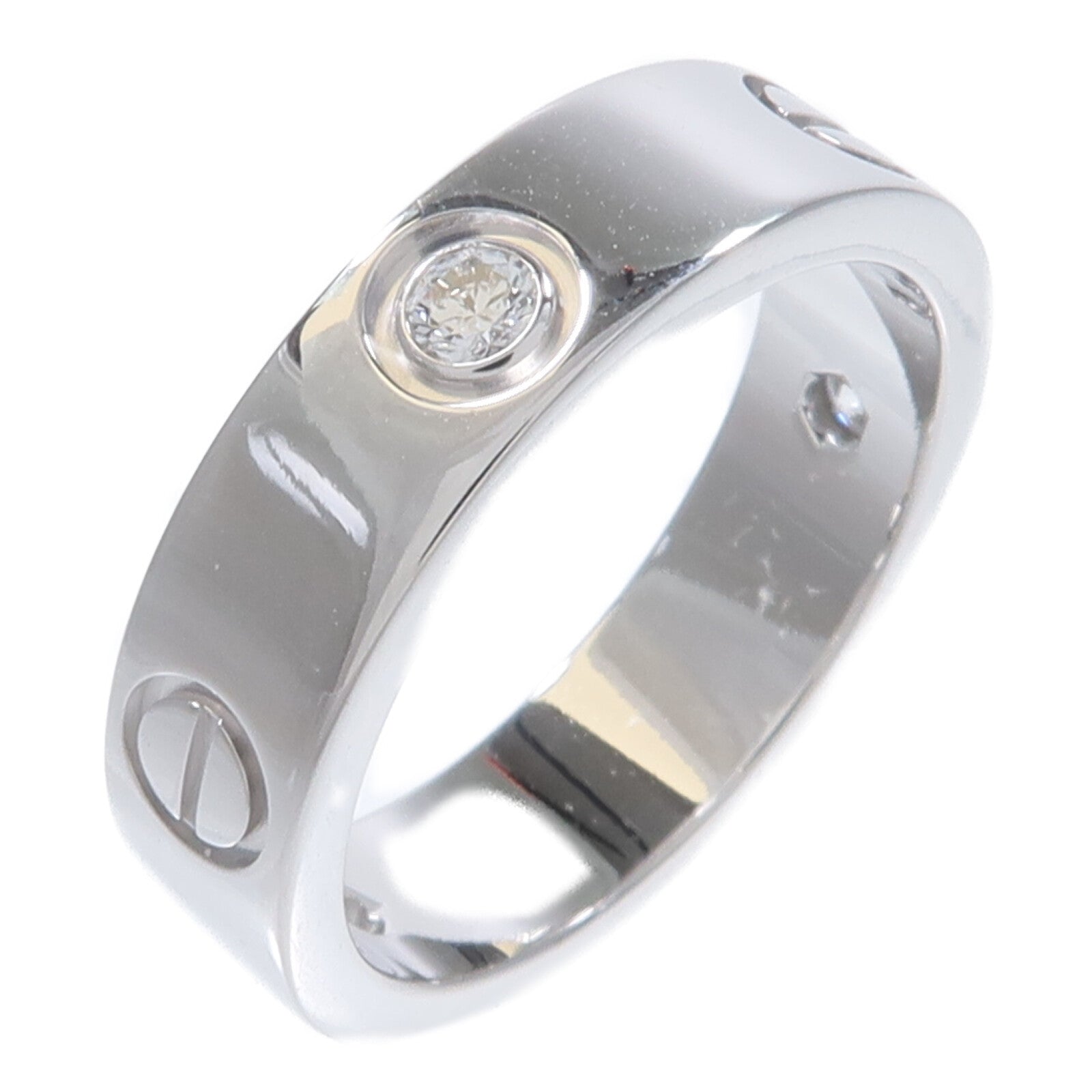 CARTIER 18K白金Love Ring 3 Diamonds鑽石戒指