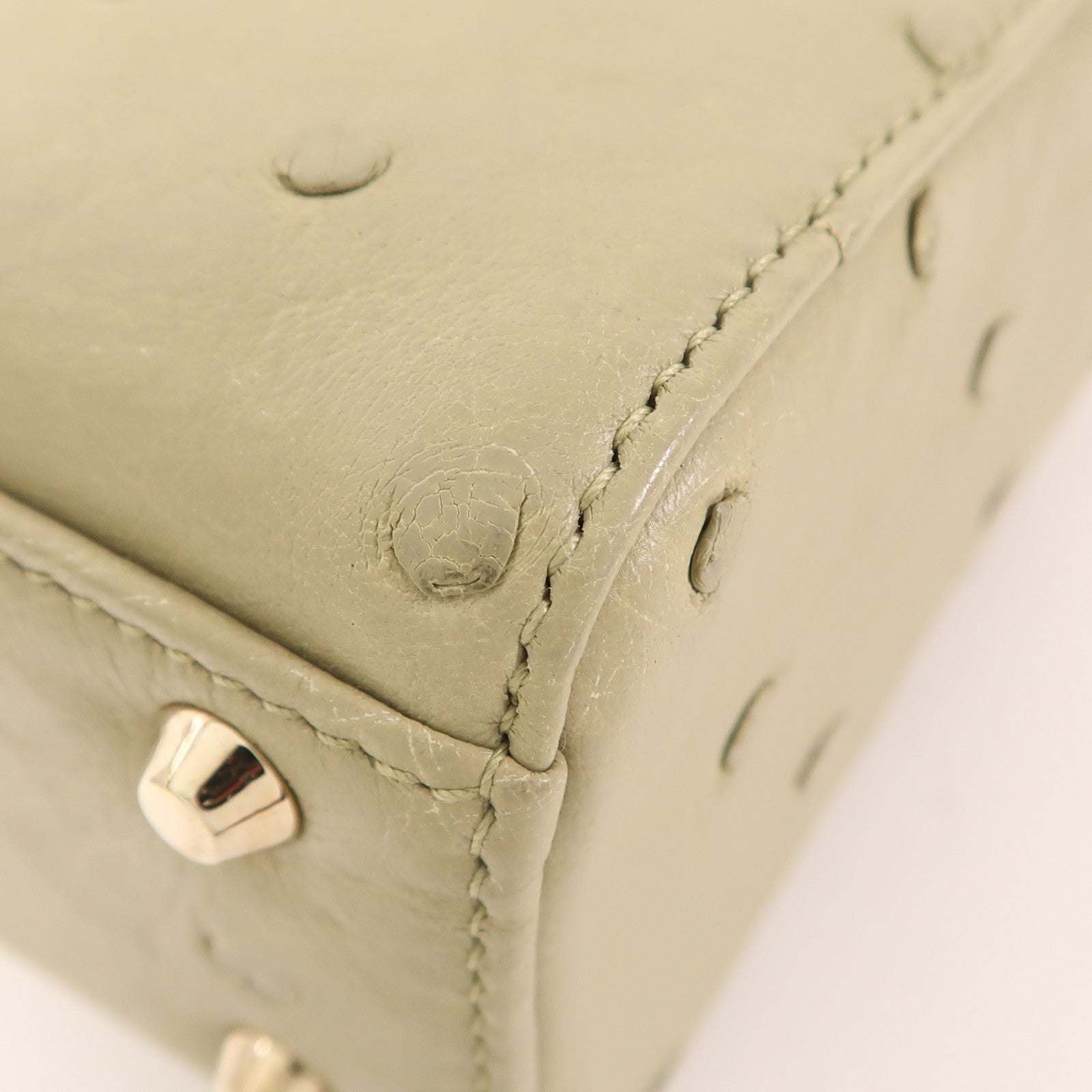 Dior Ostrich皮革Lady Dior Mini金扣手挽肩背兩用袋