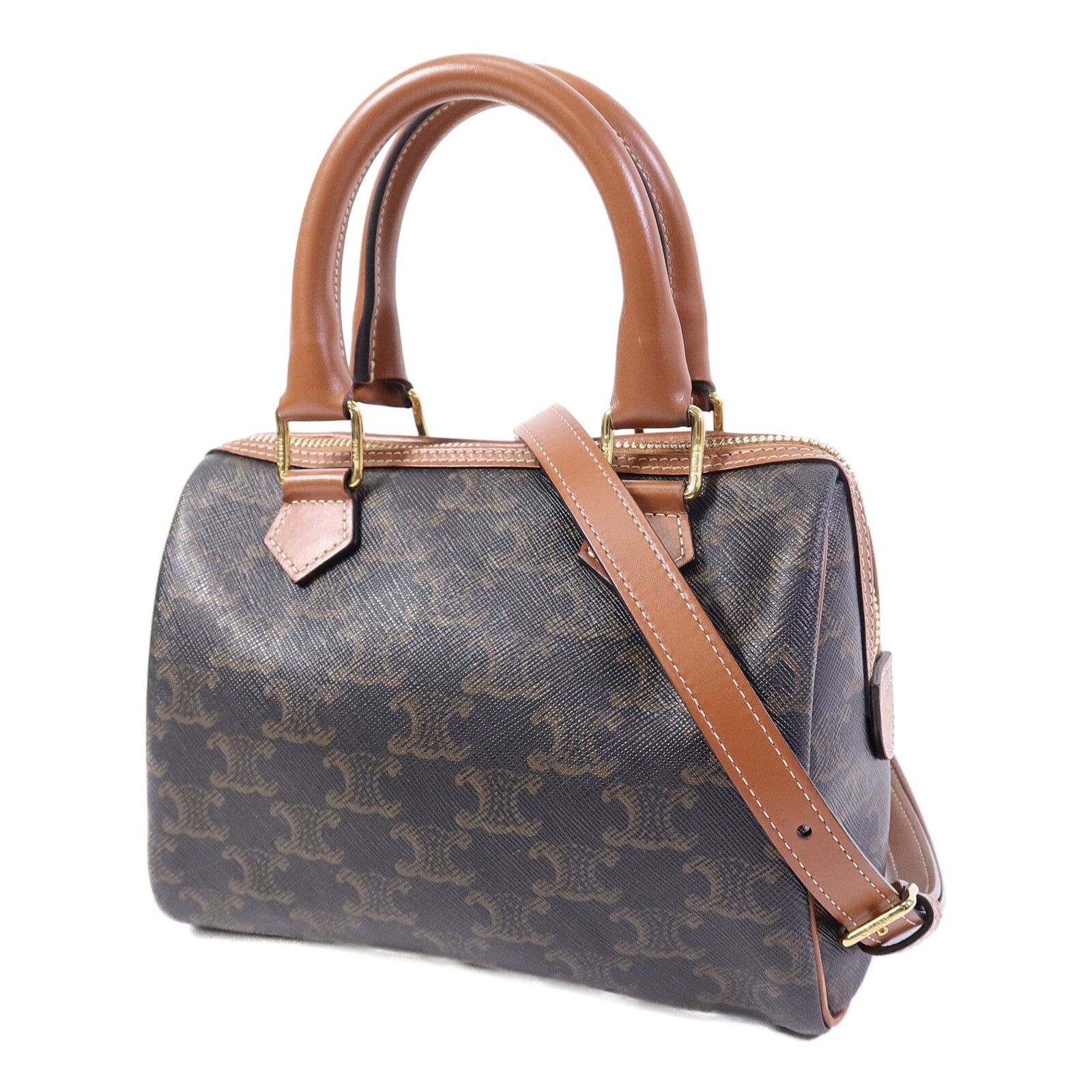 CELINE 塗層帆布Triomphe Small Boston手挽袋