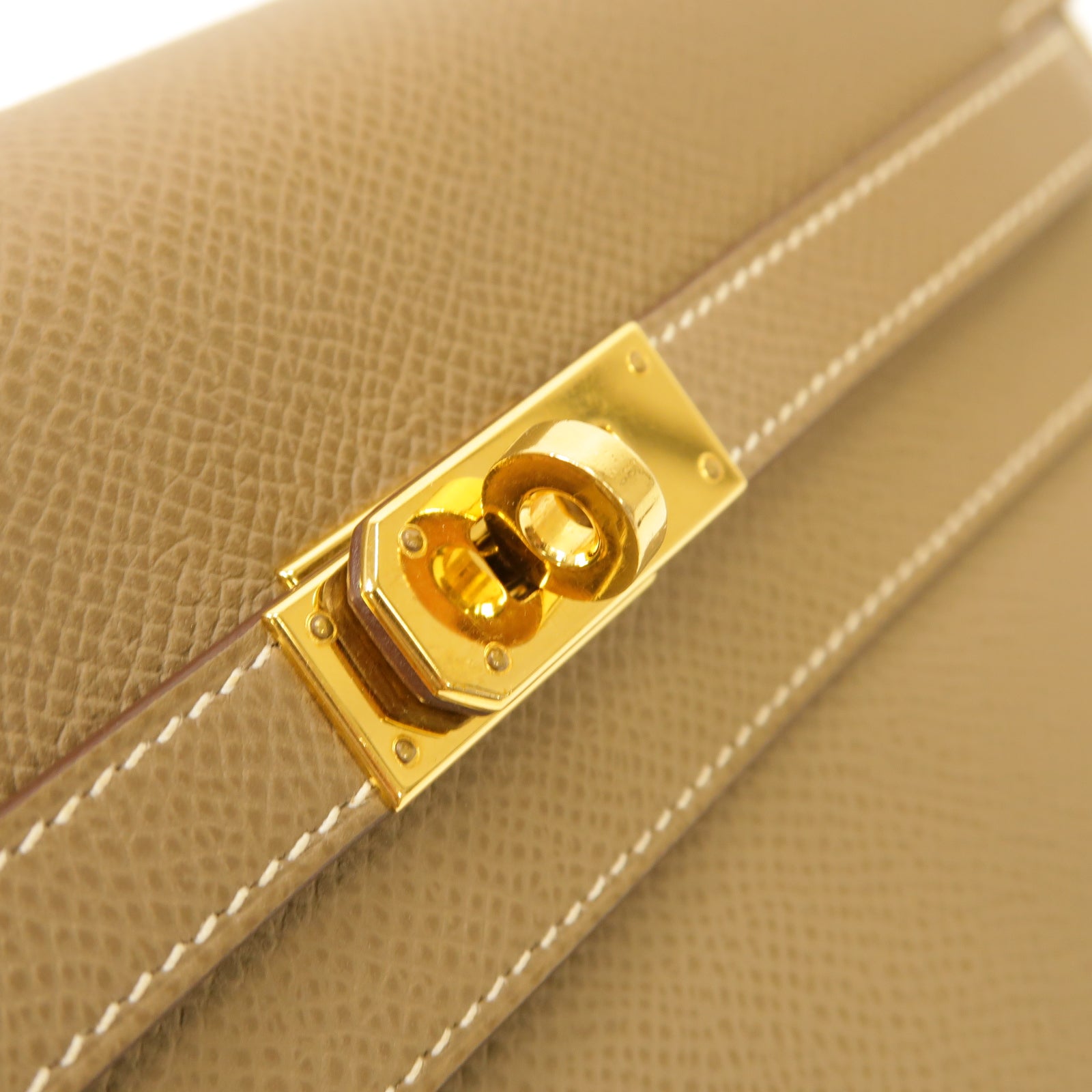 HERMES 【激減優惠】Epsom皮革Kelly To Go金扣肩背袋Etoupe灰色