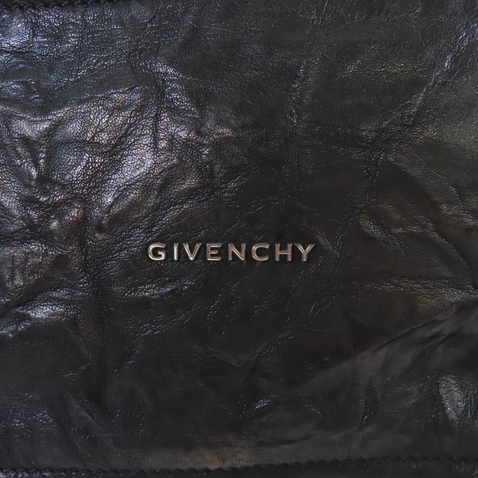GIVENCHY 皮革Pandora Small 2Way Shoulder Bag銀扣手挽肩背兩用袋黑色
