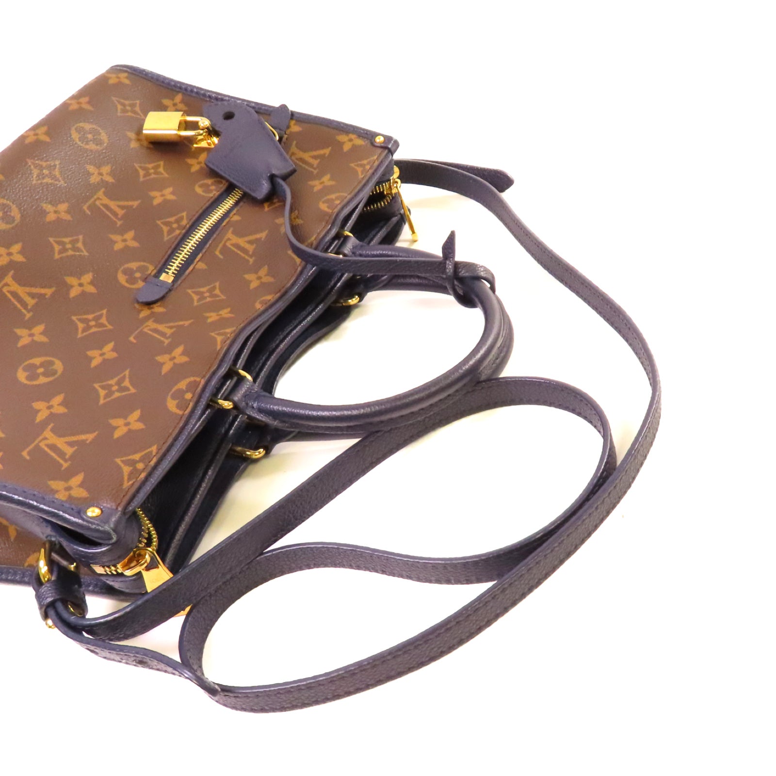LOUIS VUITTON Monogram Popincourt PM 2Way Shoulder Bag金扣手挽肩背兩用袋啡色/寶藍色