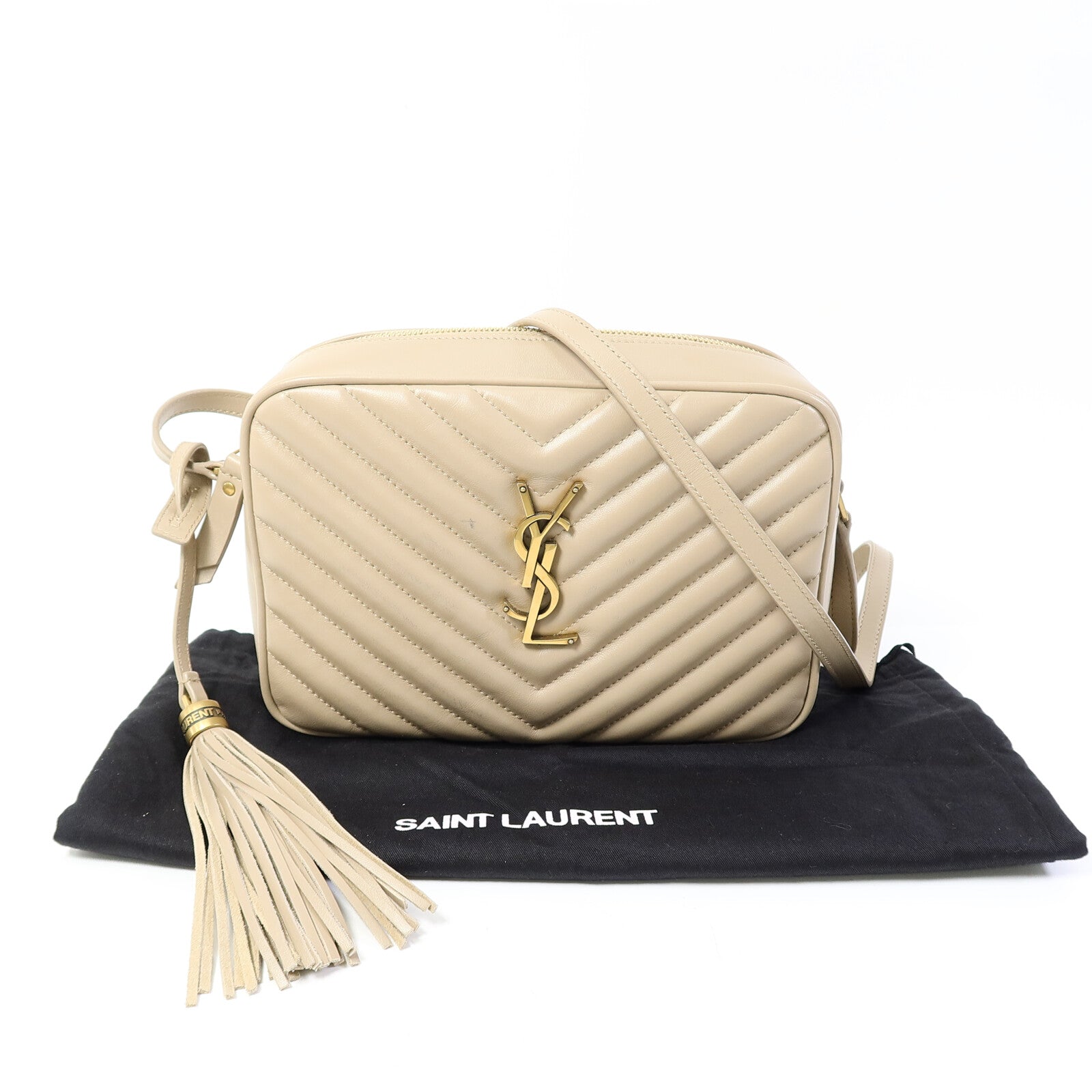 SAINT LAURENT 牛皮皮革LOU Monogram Camera Shoulder Bag金扣肩背袋
