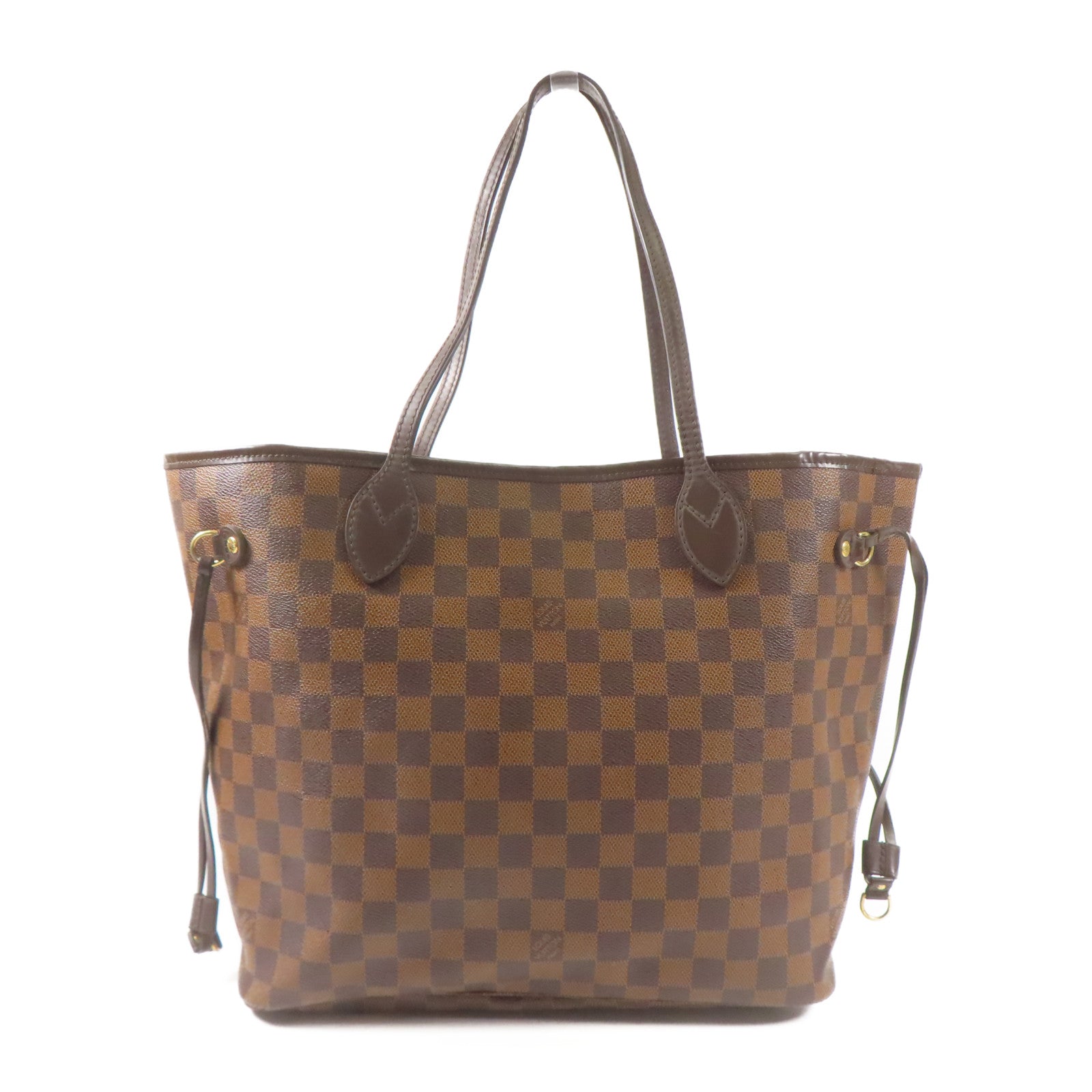 LOUIS VUITTON Damier Neverfull MM金扣肩背袋