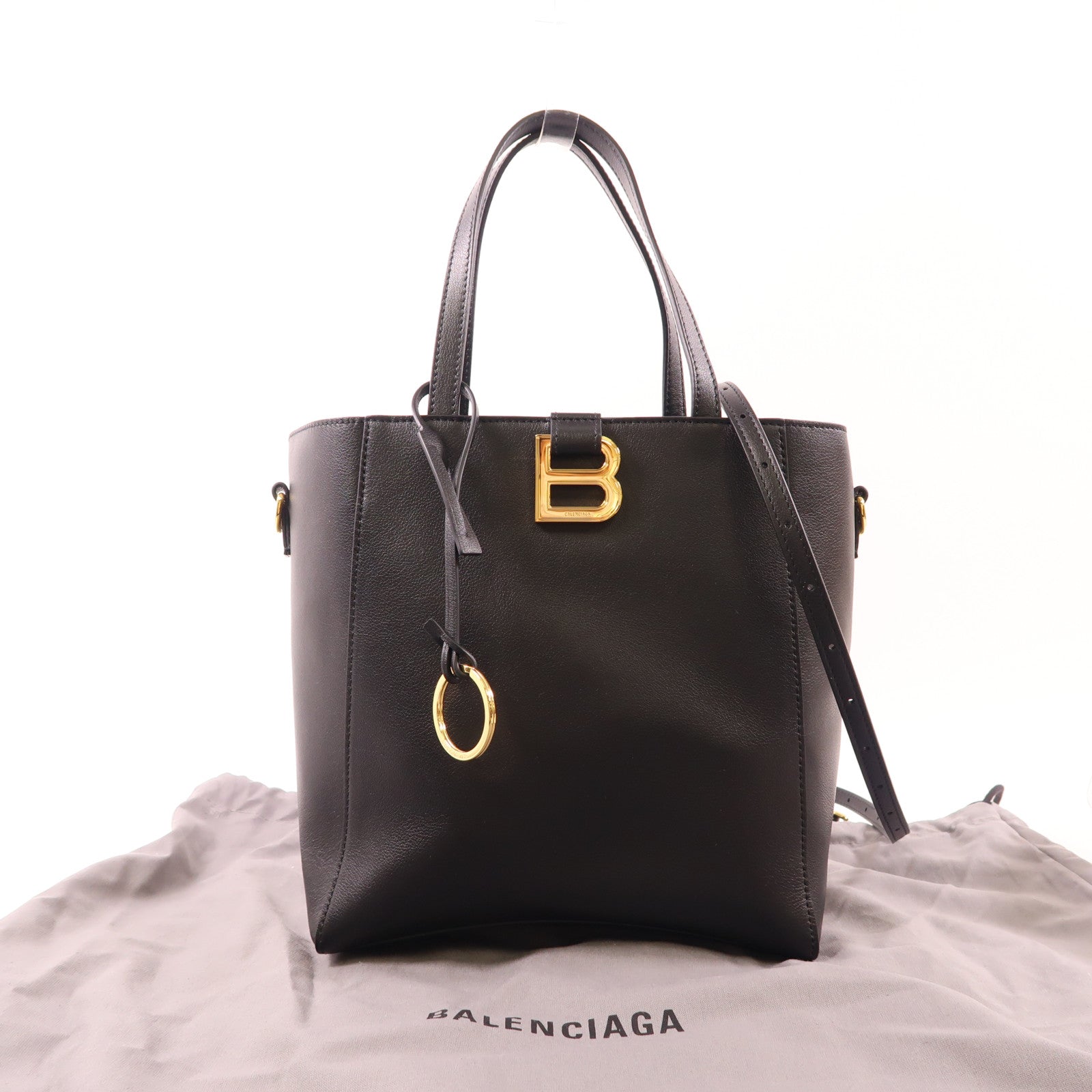 BALENCIAGA GHW Small Hourglass Tote Bag 2 Way Shoulder 810415 2ABE7/1000 Calf