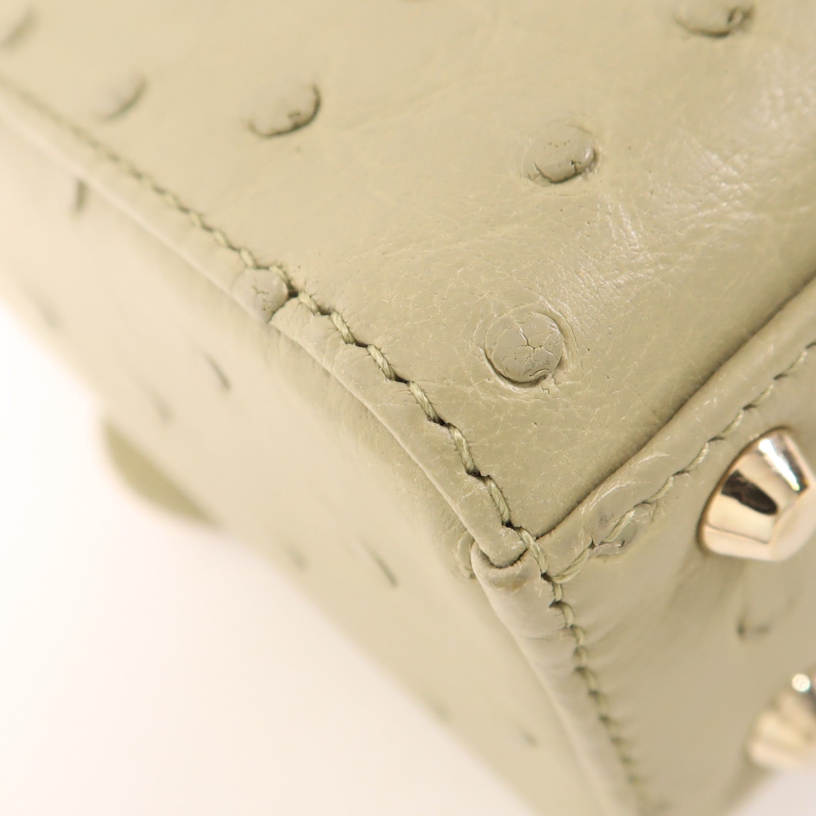 Dior Ostrich皮革Lady Dior Mini金扣手挽肩背兩用袋