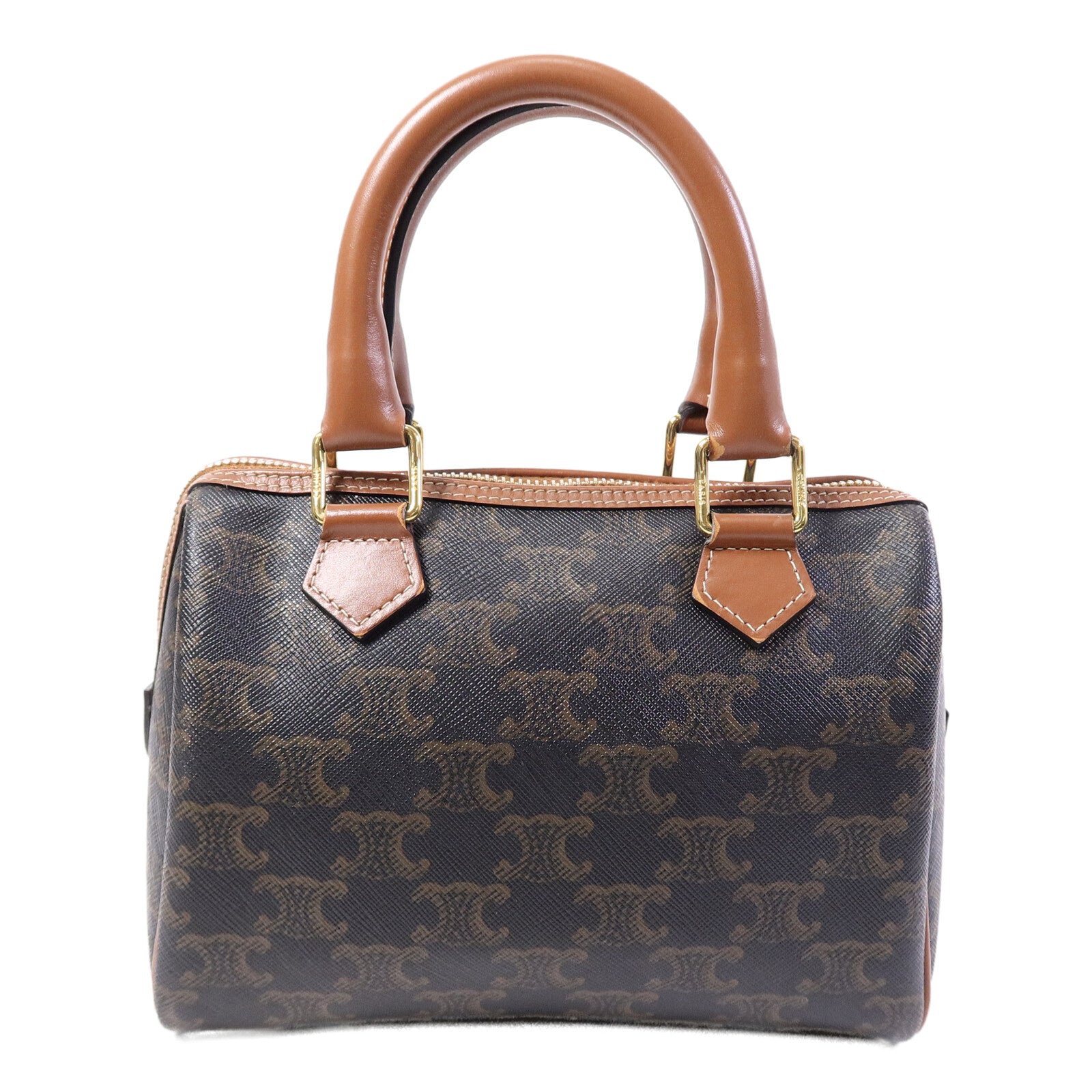 CELINE 塗層帆布Triomphe Small Boston手挽袋