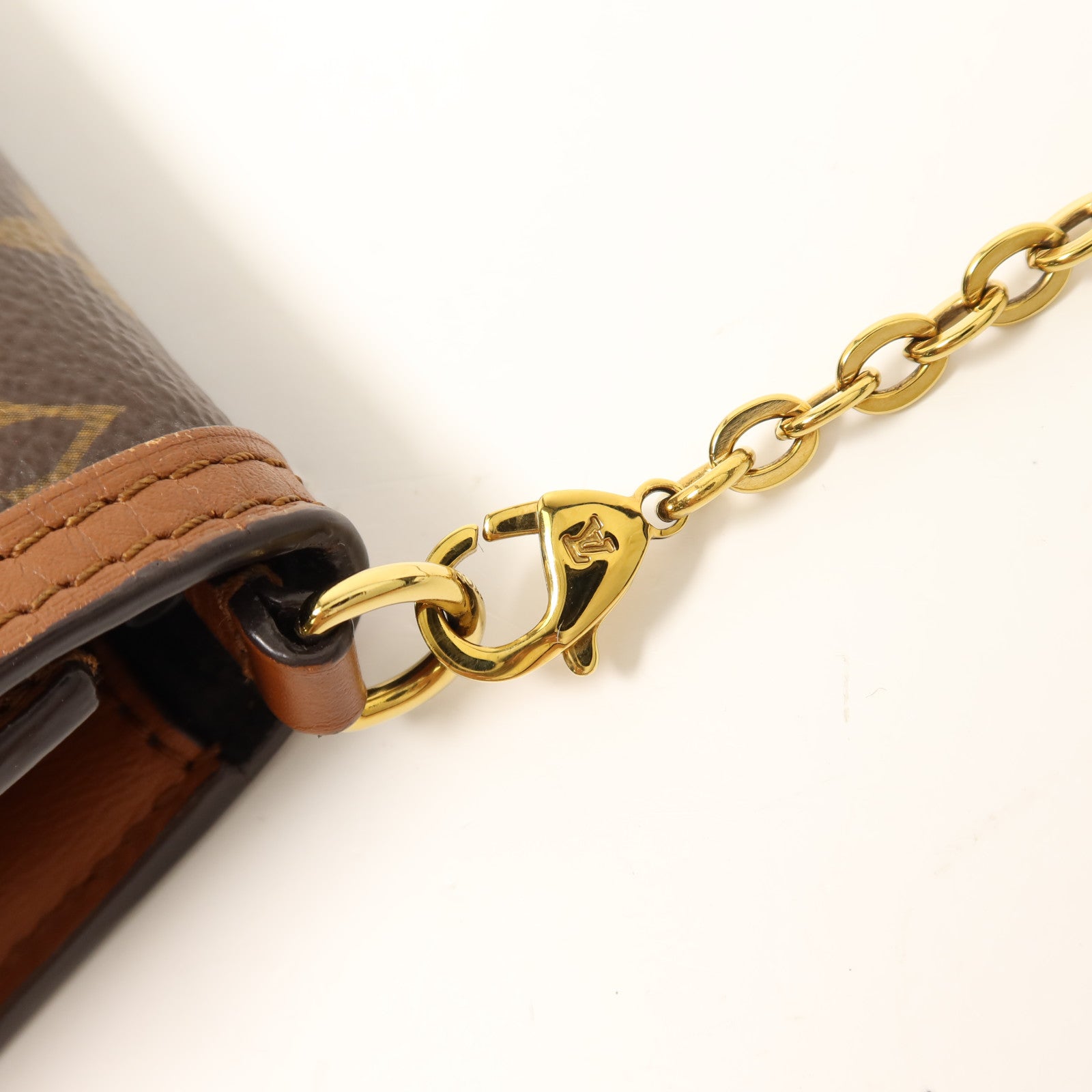 LOUIS VUITTON Monogram Reverse Dauphinec金扣鏈帶肩背袋