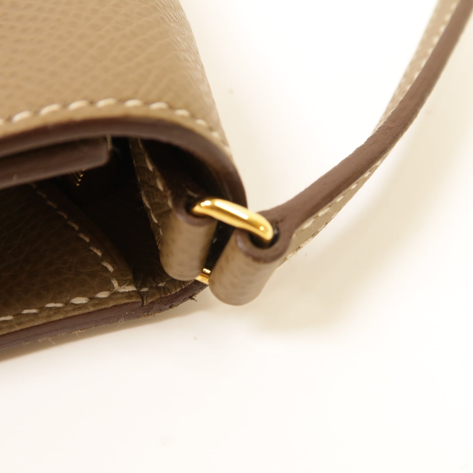 HERMES 【激減優惠】Epsom皮革Kelly To Go金扣肩背袋Etoupe灰色